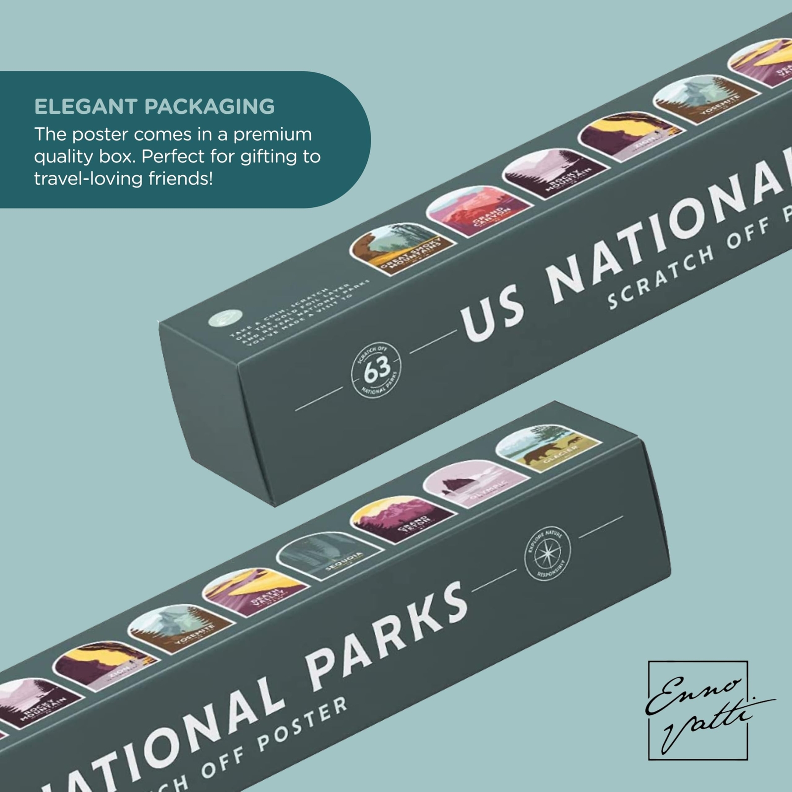 Enno Vatti US National Parks Scratch Off Poster – Map of 63 National Parks of…