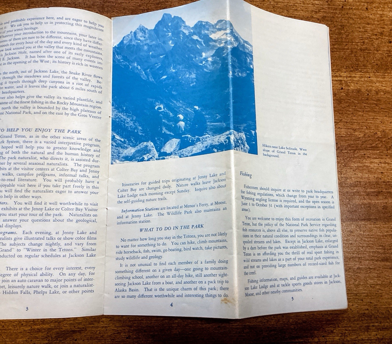 Grand Teton National Park Wyoming Brochure with Map 1958 US Dept of the Interior