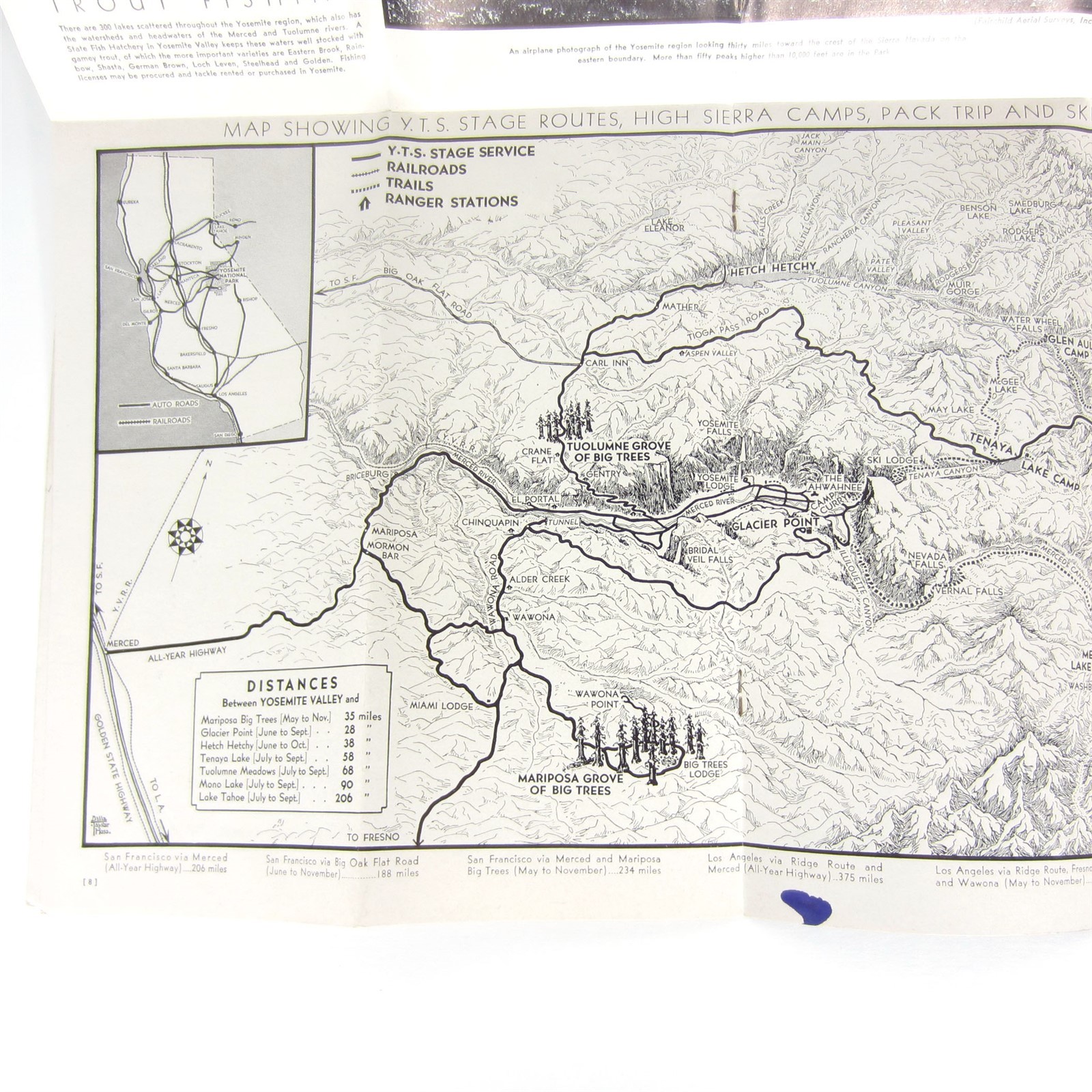 Yosemite and Its Big Trees 1932-33 Travel Brochure Map California National Park