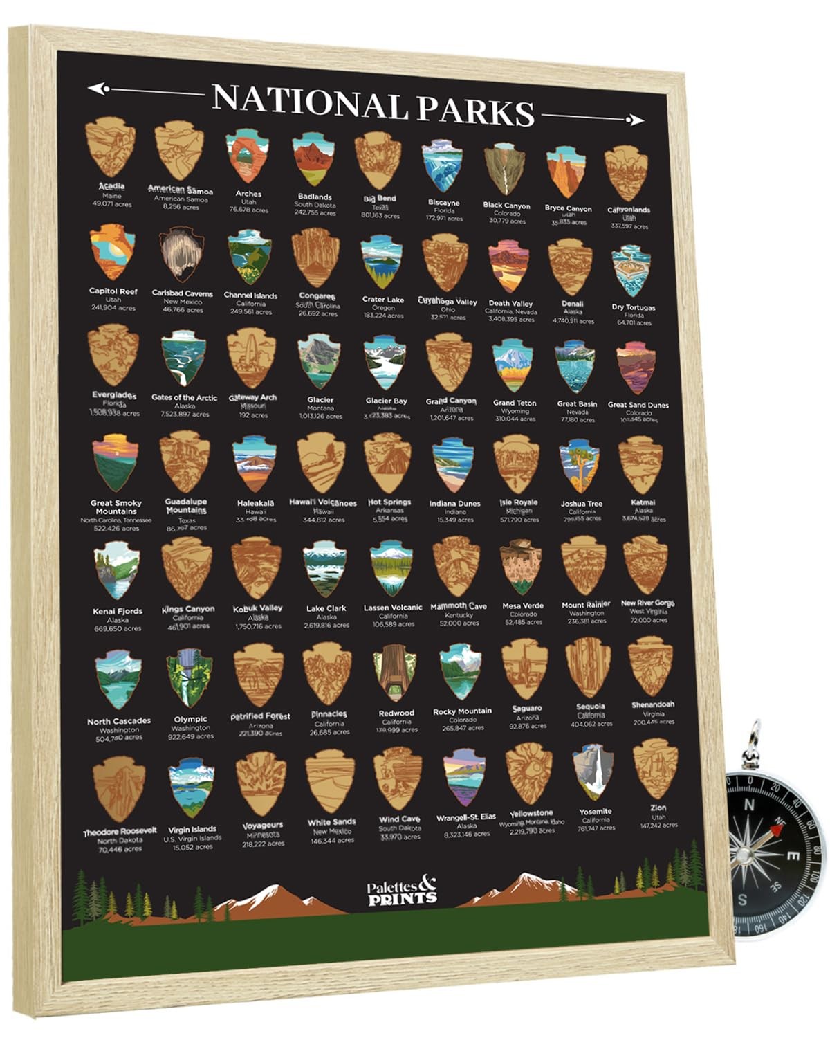 US National Parks Scratch Off Poster – National Park Gifts – National Park Map –