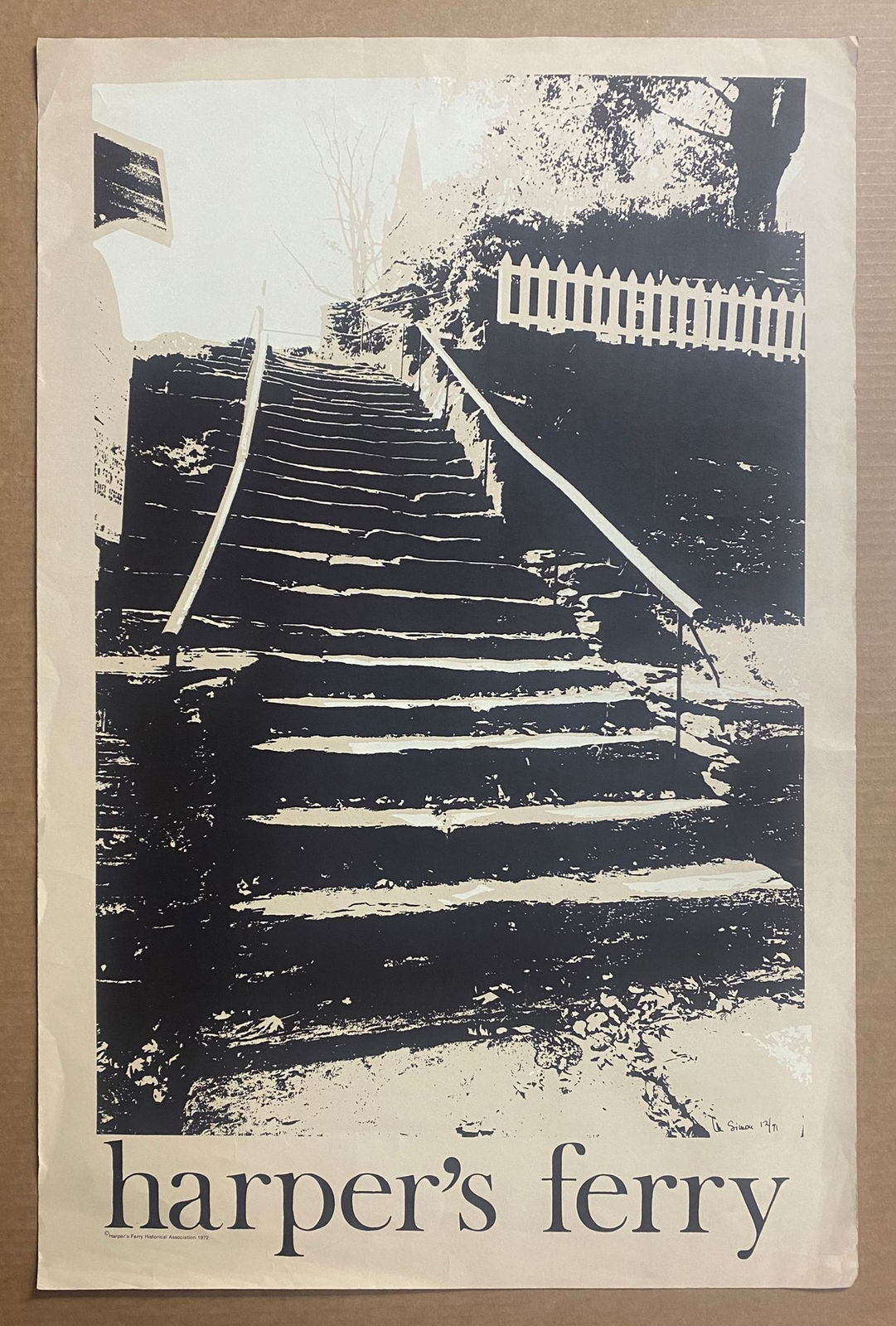 1972 Harpers Ferry Historical Association Stone Steps Poster National Park