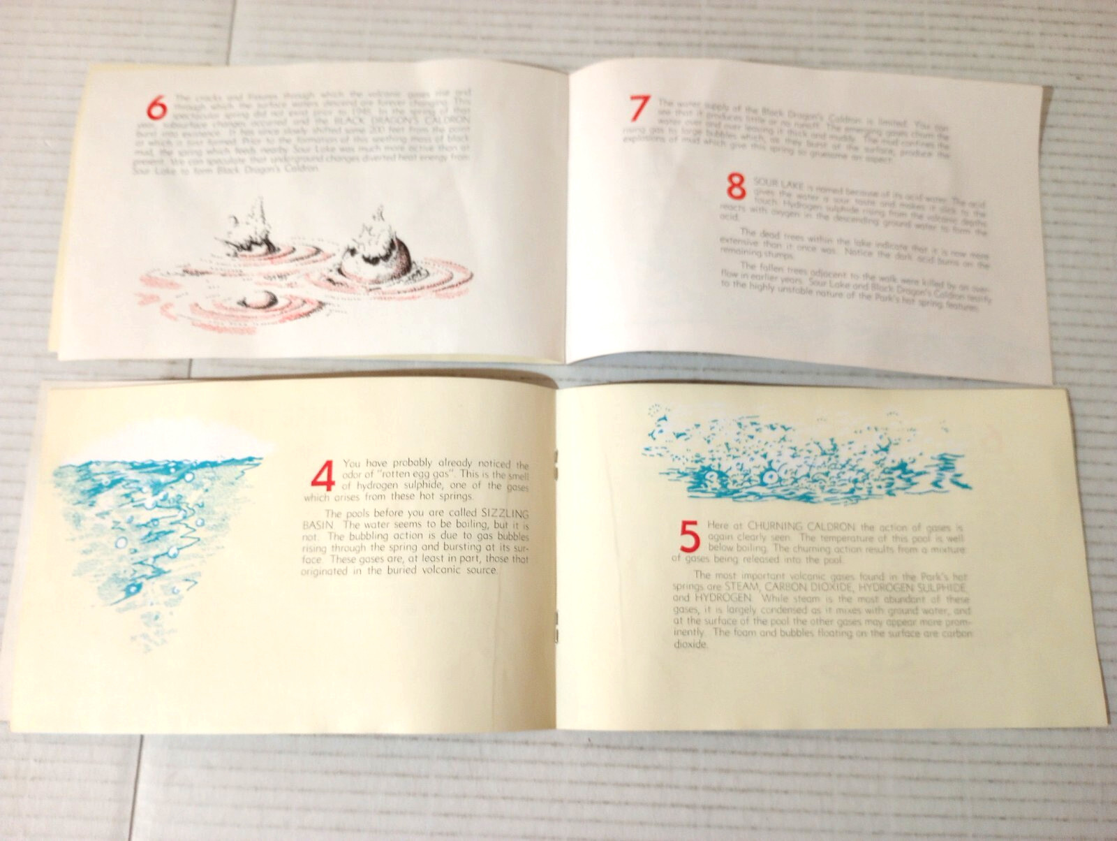 2x Yellowstone National Park Historic Pamphlet Mud Volcano Trail 1977 Geyser WY