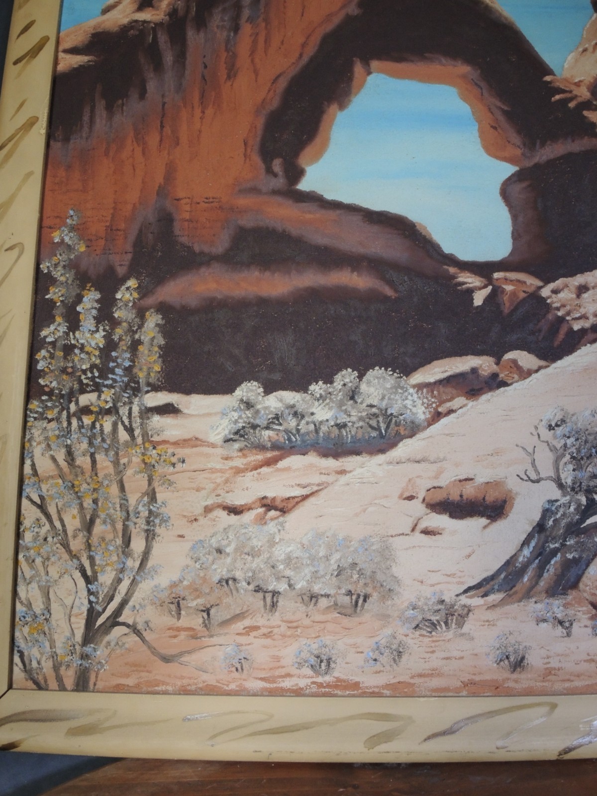 Vintage Signed 1938 Oil Painting of the Double O Arch, Arches National Park Utah