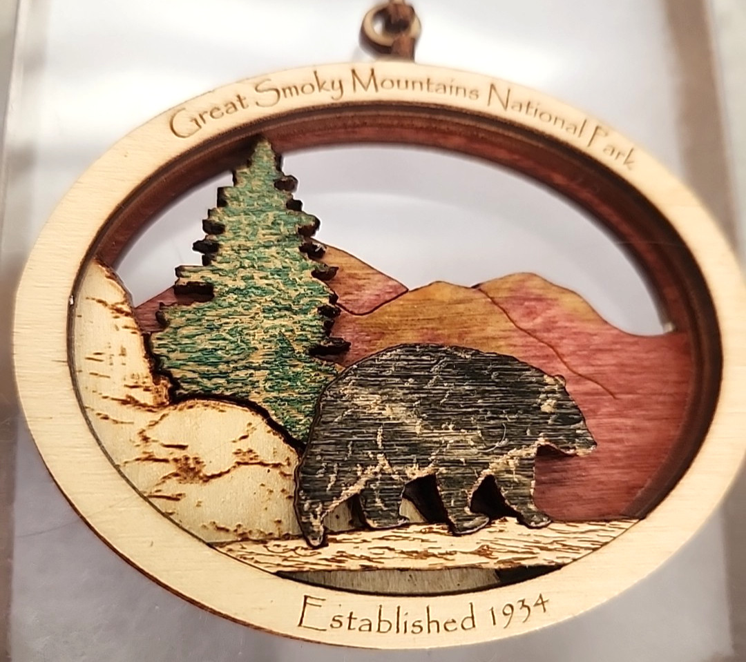 Great Smoky Mountains National Park Wood Christmas Ornament Tim Weberding Bear
