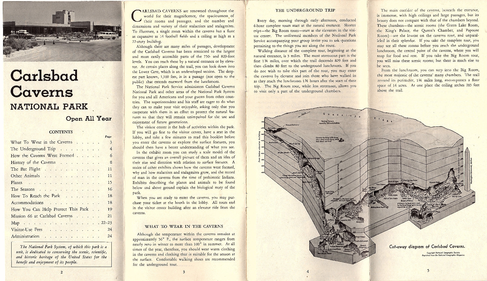 Carlsbad Caverns National Park NM 1963 National Park Service Brochure Photos Map