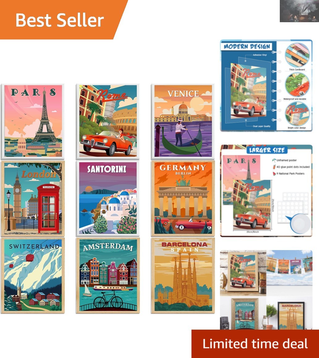 Unframed Vintage National Park Art Prints – 9 Scenic Nature Posters, 8×10