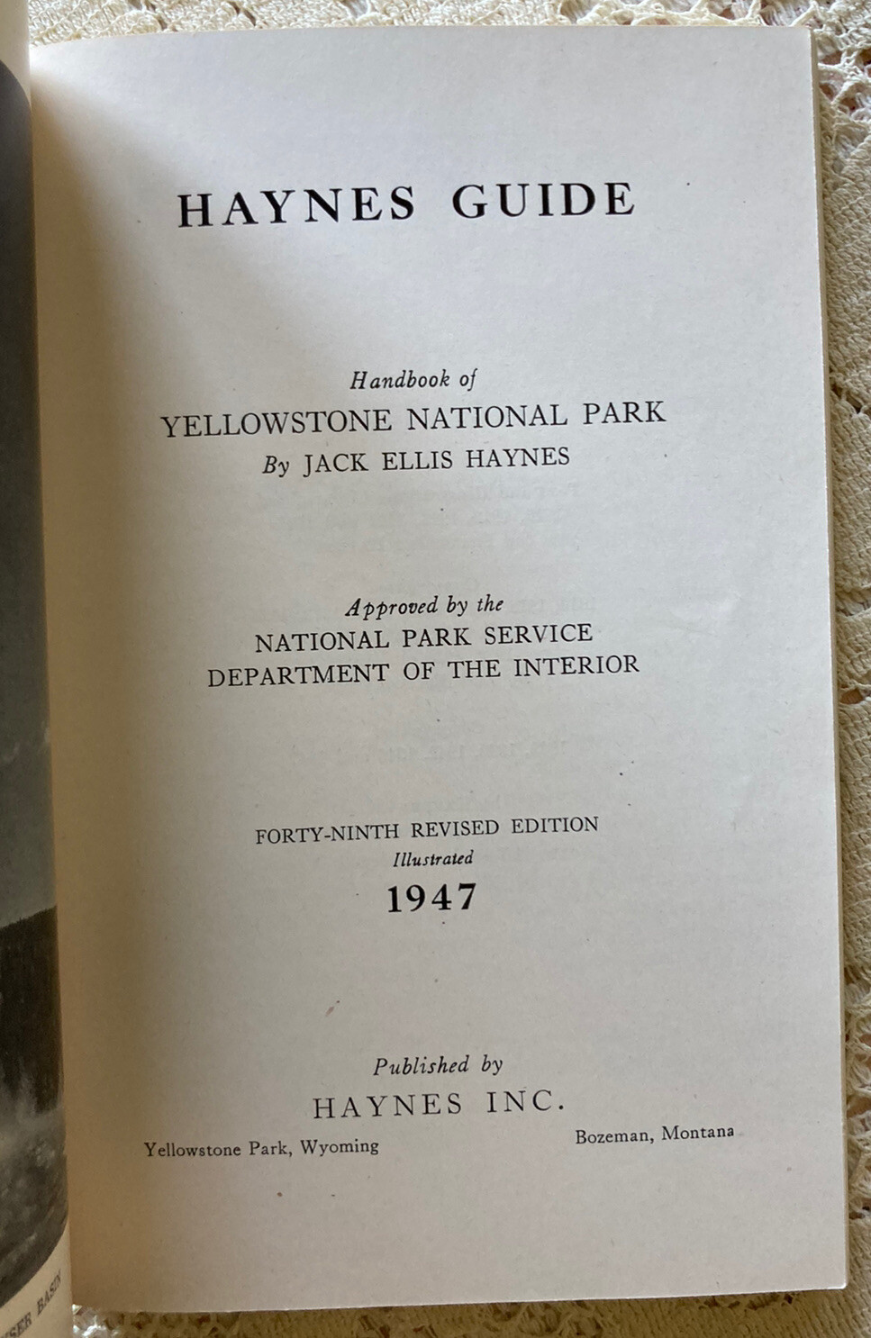 Haynes Guide to Yellowstone National Park/1947 Revised Edition/Fold-Out Map