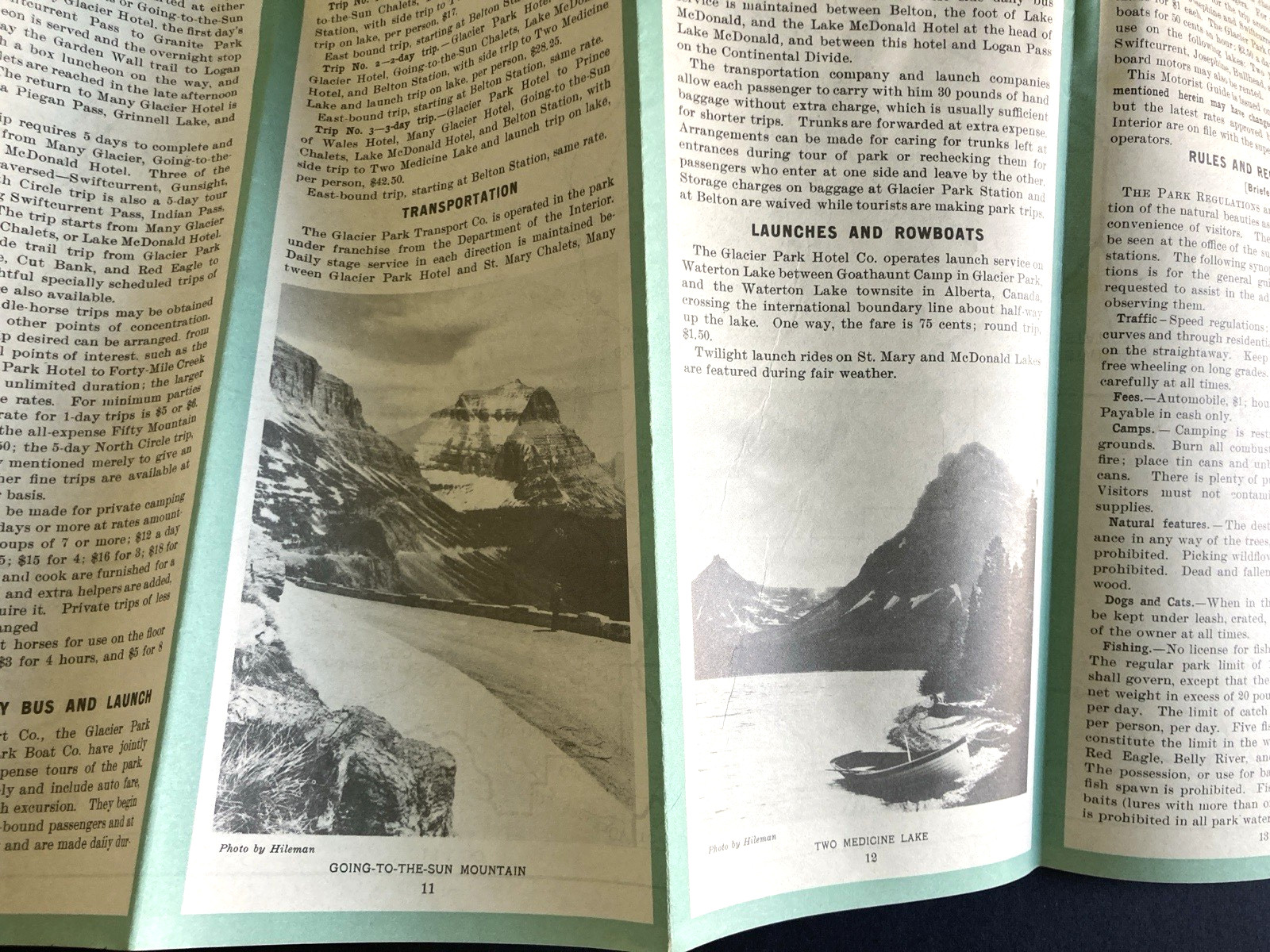 Vintage 1938 Motorists Guide GLACIER National Park Brochure Outdoors Hiking