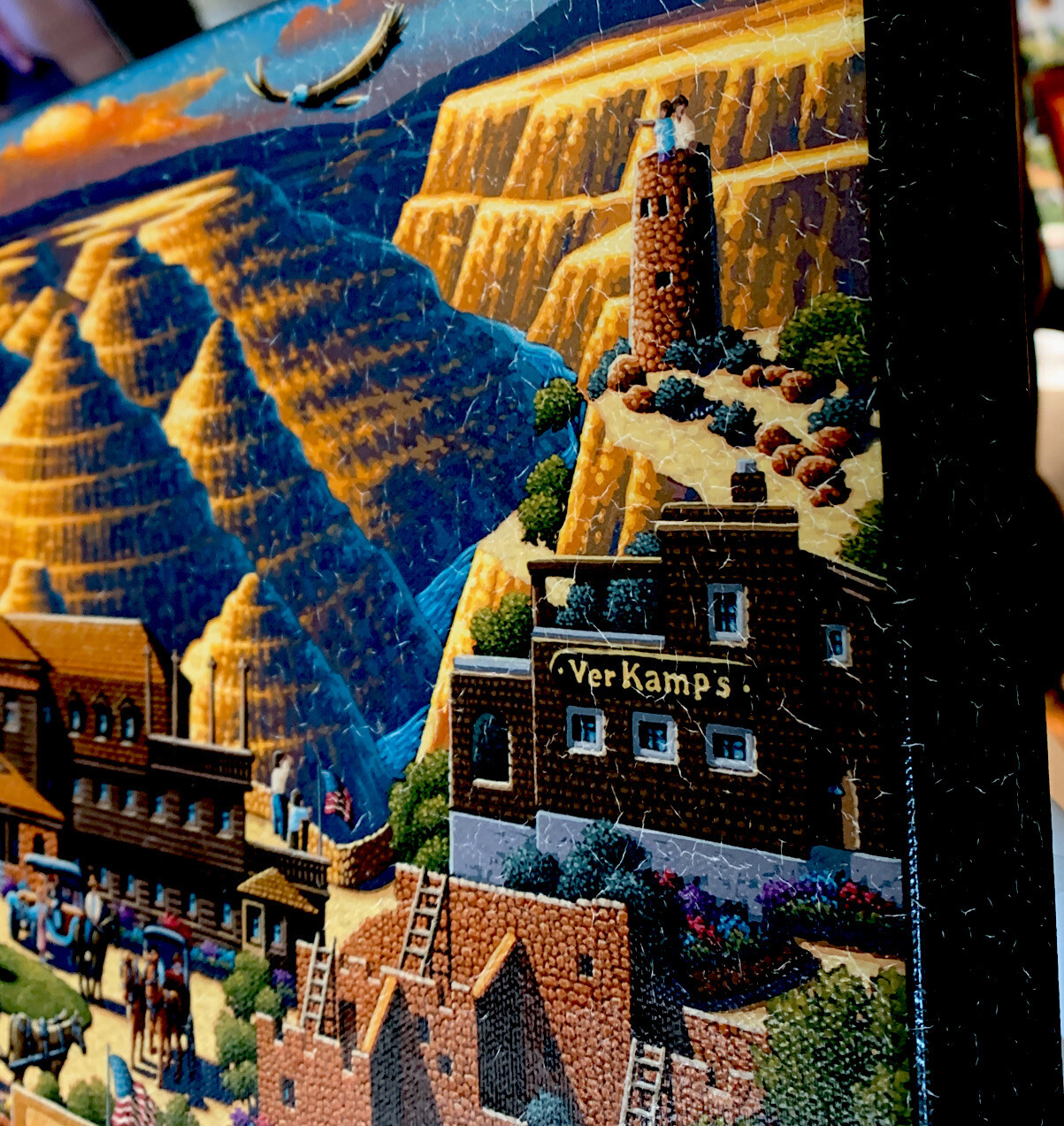 Eric Dowdle ‘Grand Canyon’ 16×20 Folk Art USA Souvenir Southwest Vintage Train