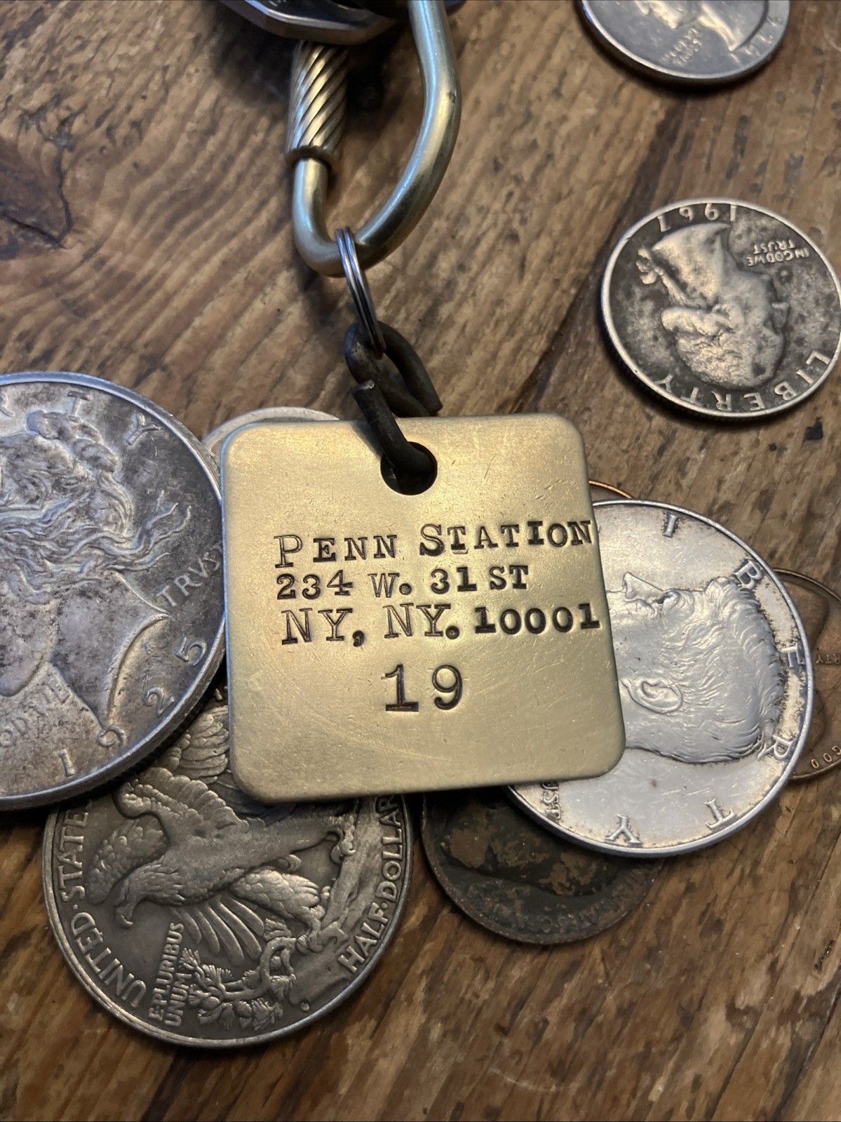 Penn Station NY #19 – Solid BRASS CUSTOM KEY FOB Vintage Hotel Style Marker