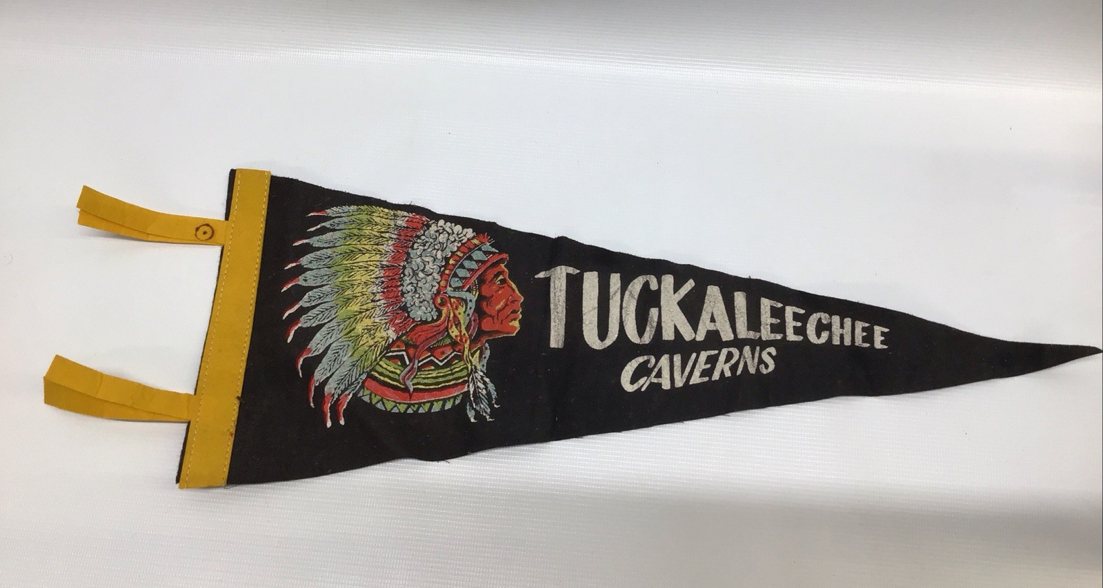 Vintage Tuckaleechee Caverns Indian Chief Head Black / Yellow c1970s
