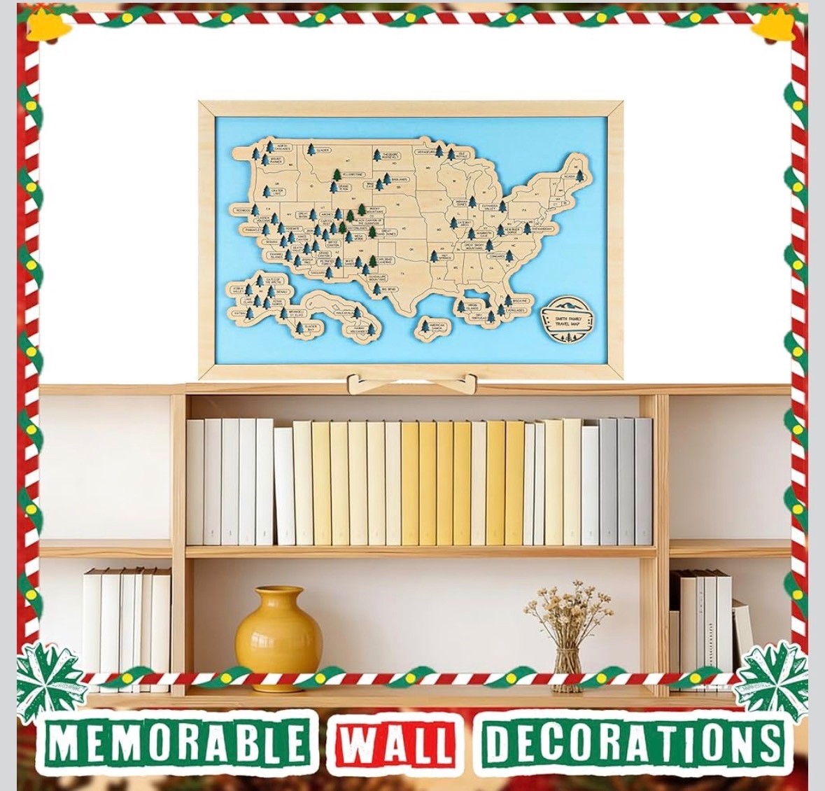 Novabright USA National Parks Map Tracker for National Park Lover’s Gift Wood…