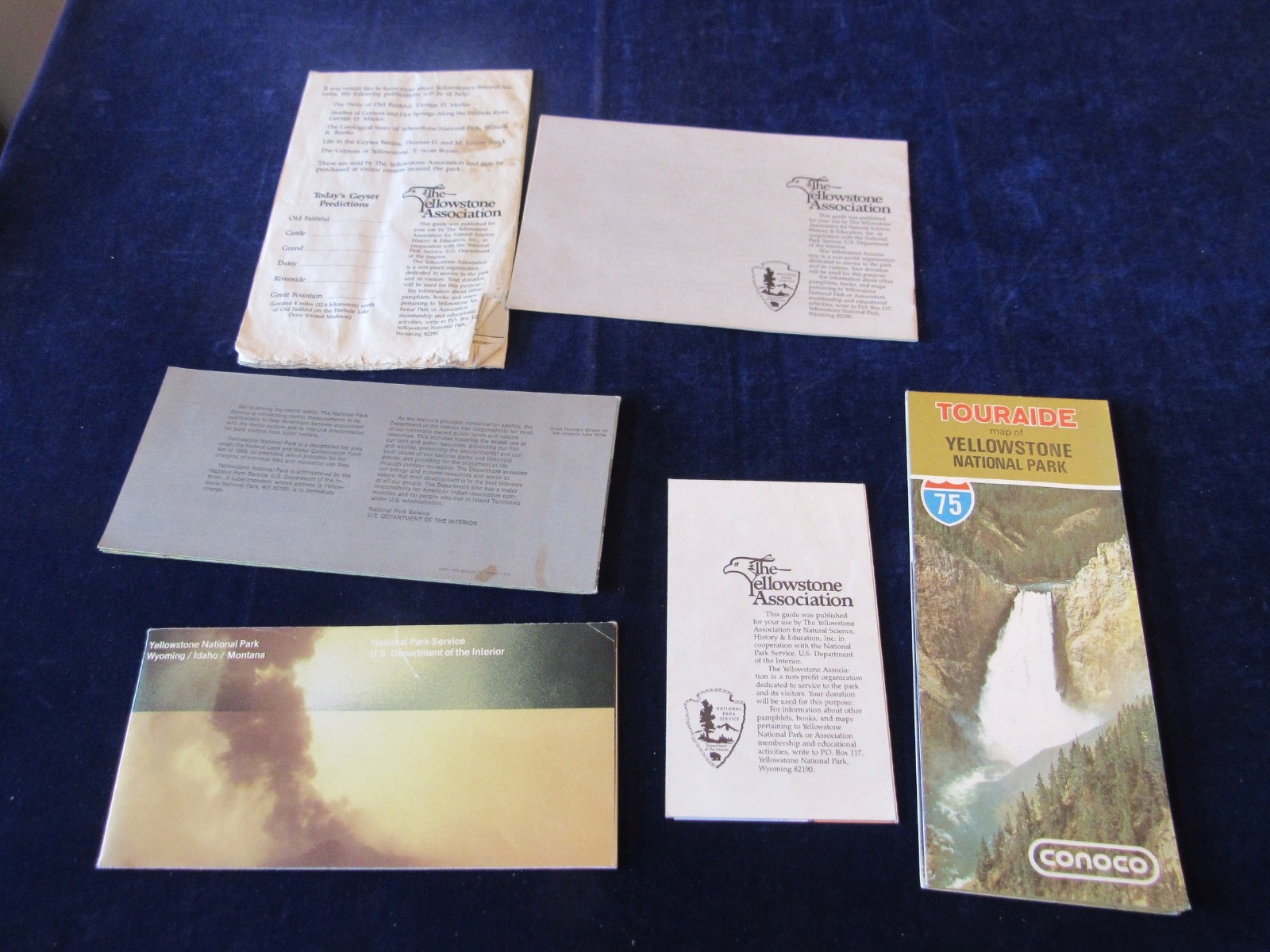 Vintage 1978 + 87 +?? Yellowstone National Park Map & Brochure Lot of 6 C551