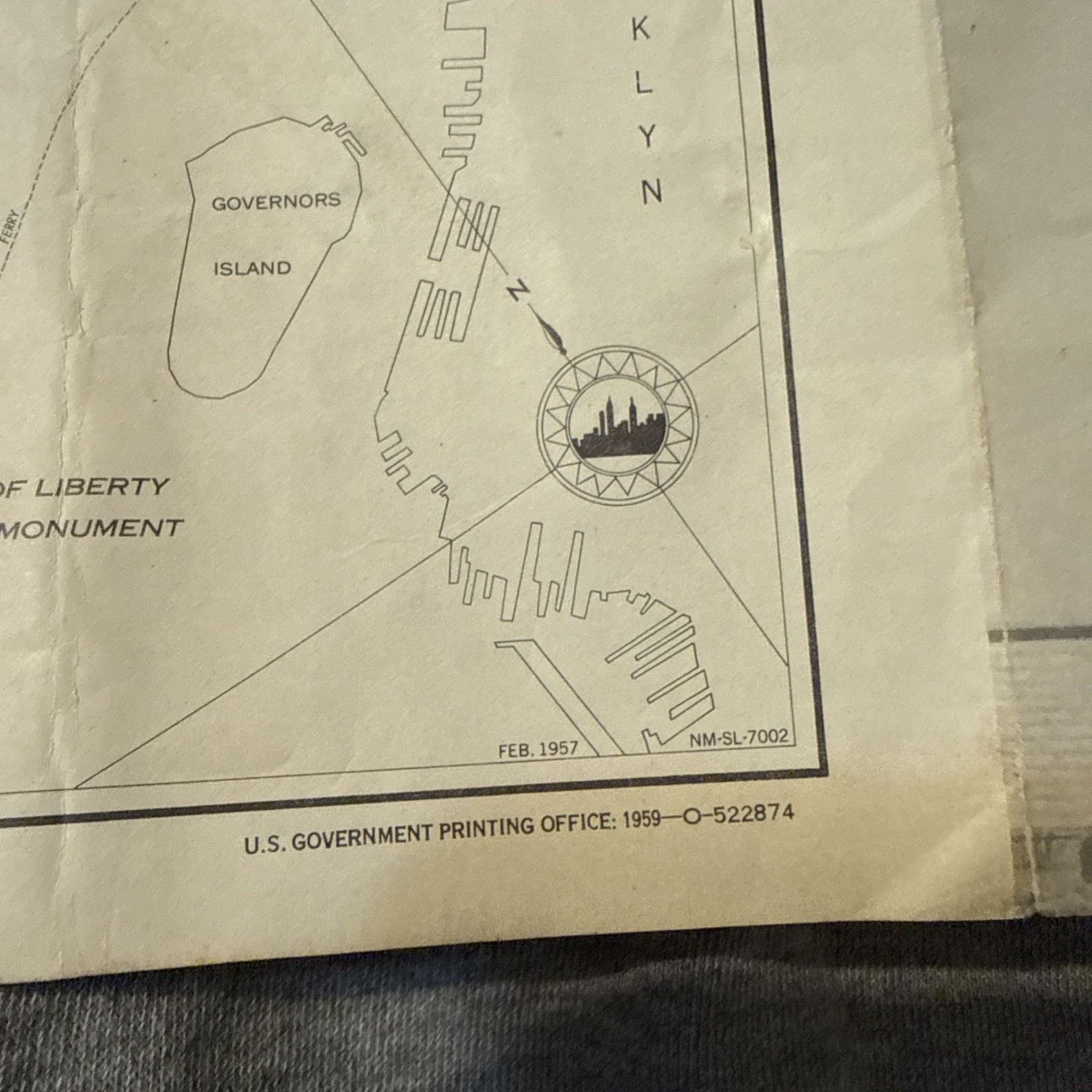 Vintage Statue of Liberty National Monument Brochure Map New York City NYC 1960