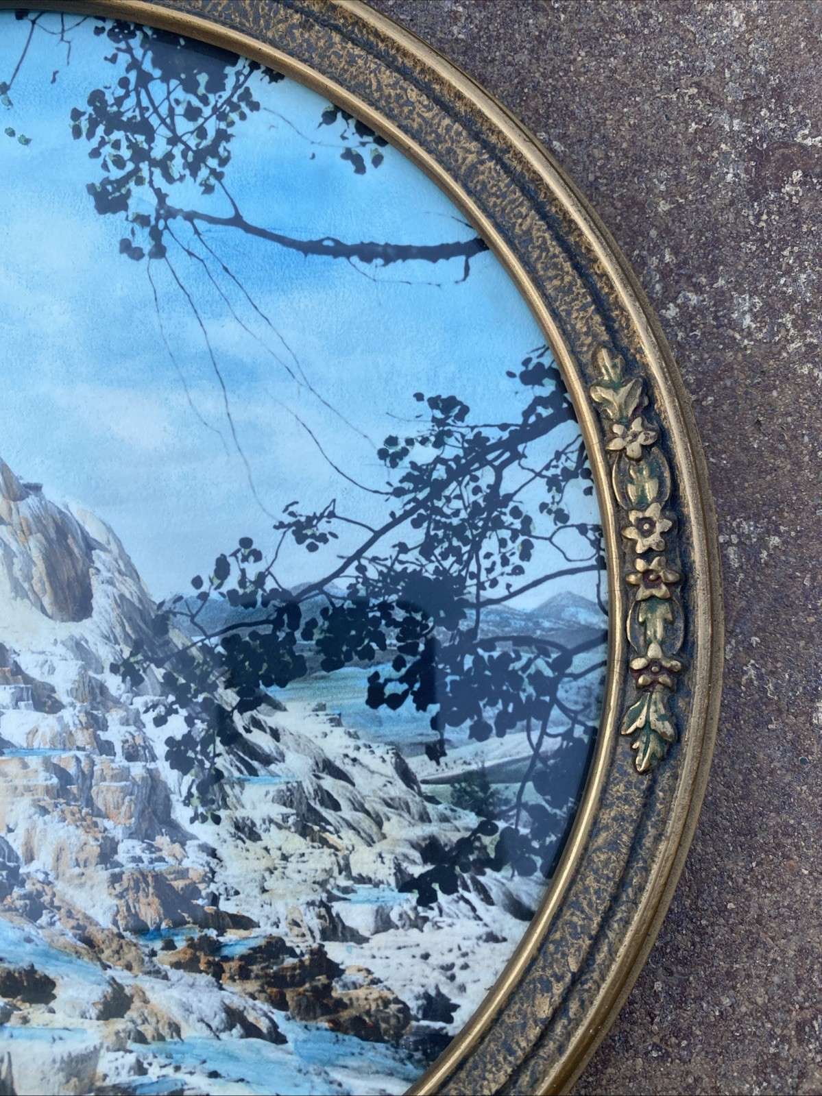 C.1920S JACK ELLIS HAYNES YELLOWSTONE PARK HAND TINTED PHOTOGRAPH FRAMED ROUND