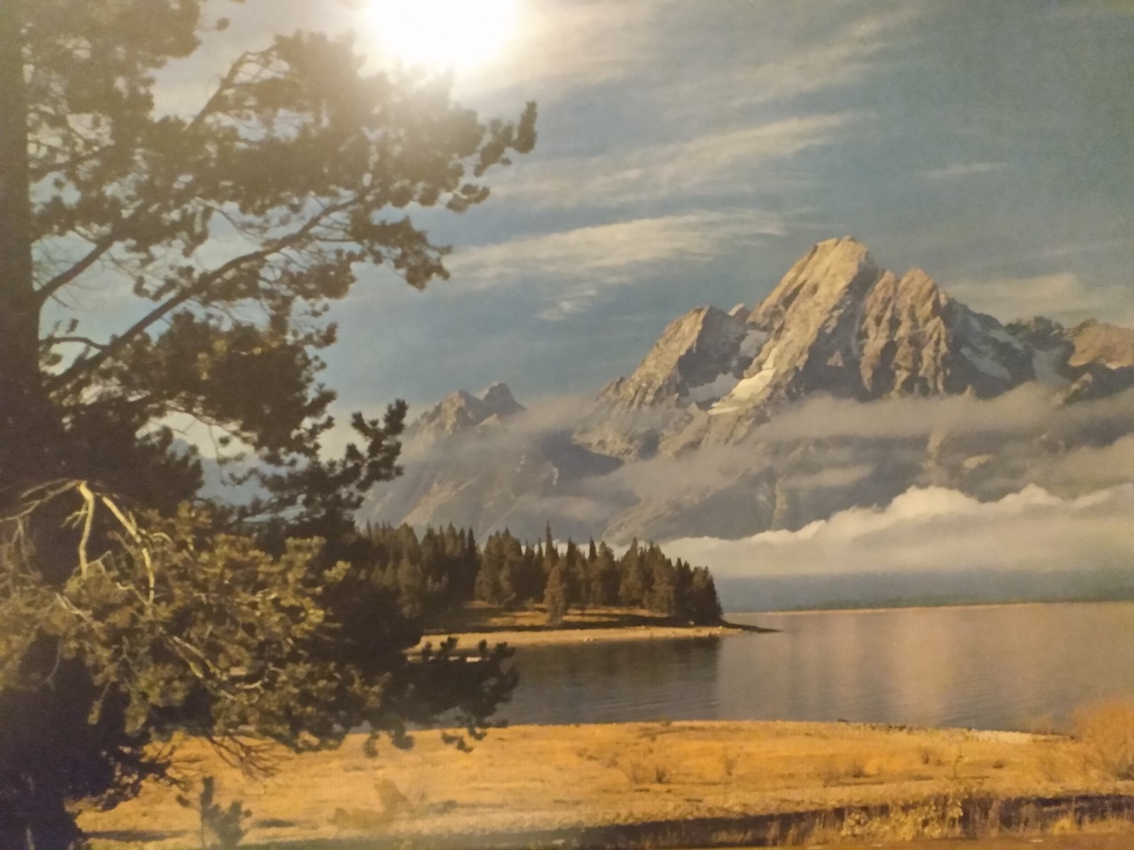 OLD Mount Moran Grand Teton Nat Park WY Framed Behind Glass Print 16.5″ x 22.5″!