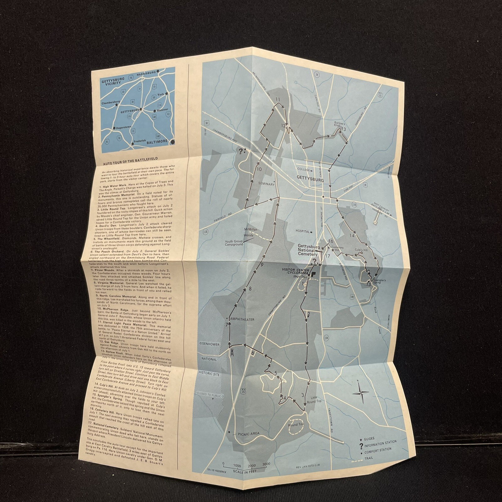 Gettysburg National Military Park Pennsylvania Map Pamphlet Brochure Vtg 1960s