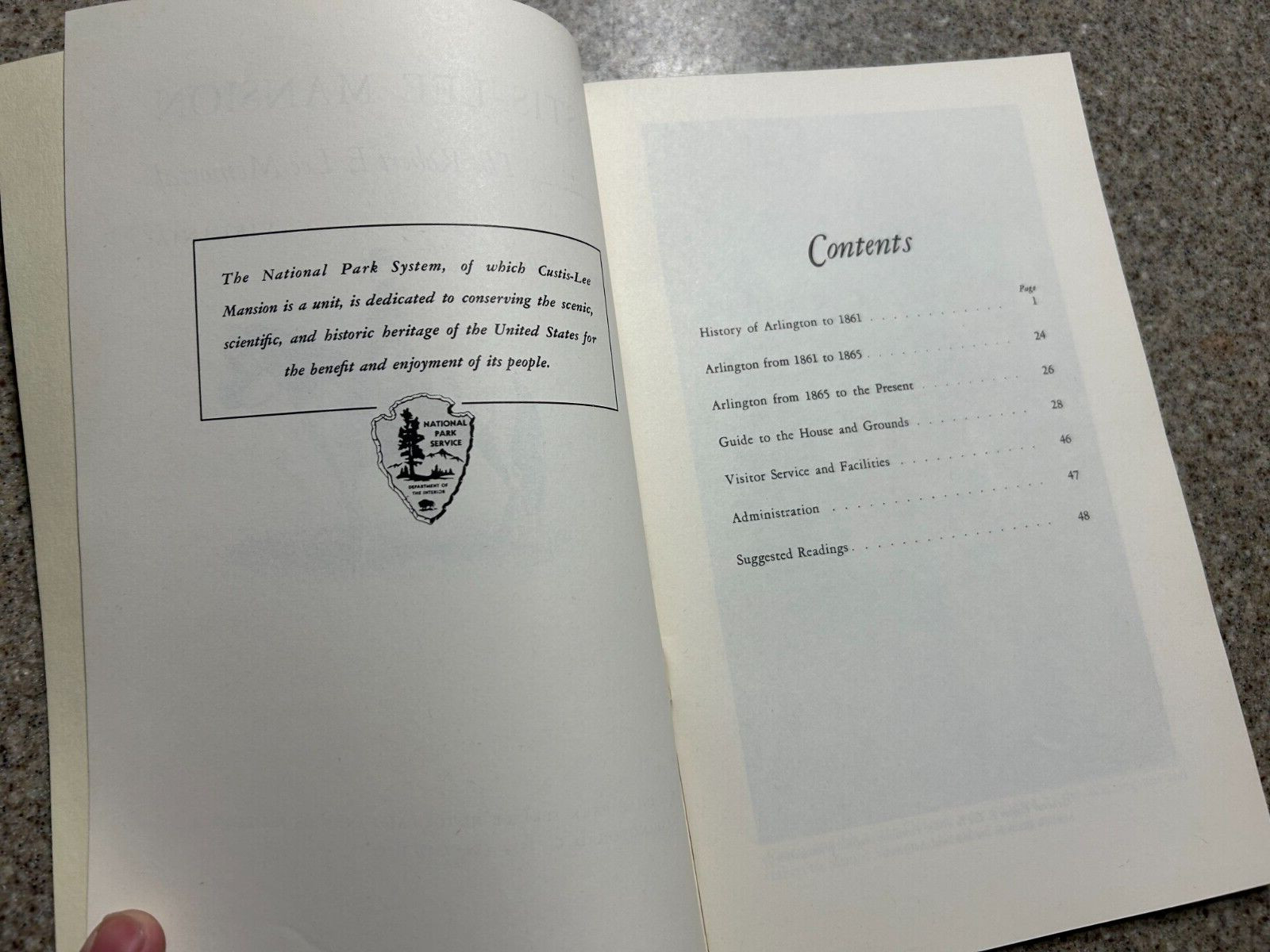 Vintage CUSTIS-LEE Mansion 1956 Booklet: The Robert E Lee Memorial Park Service