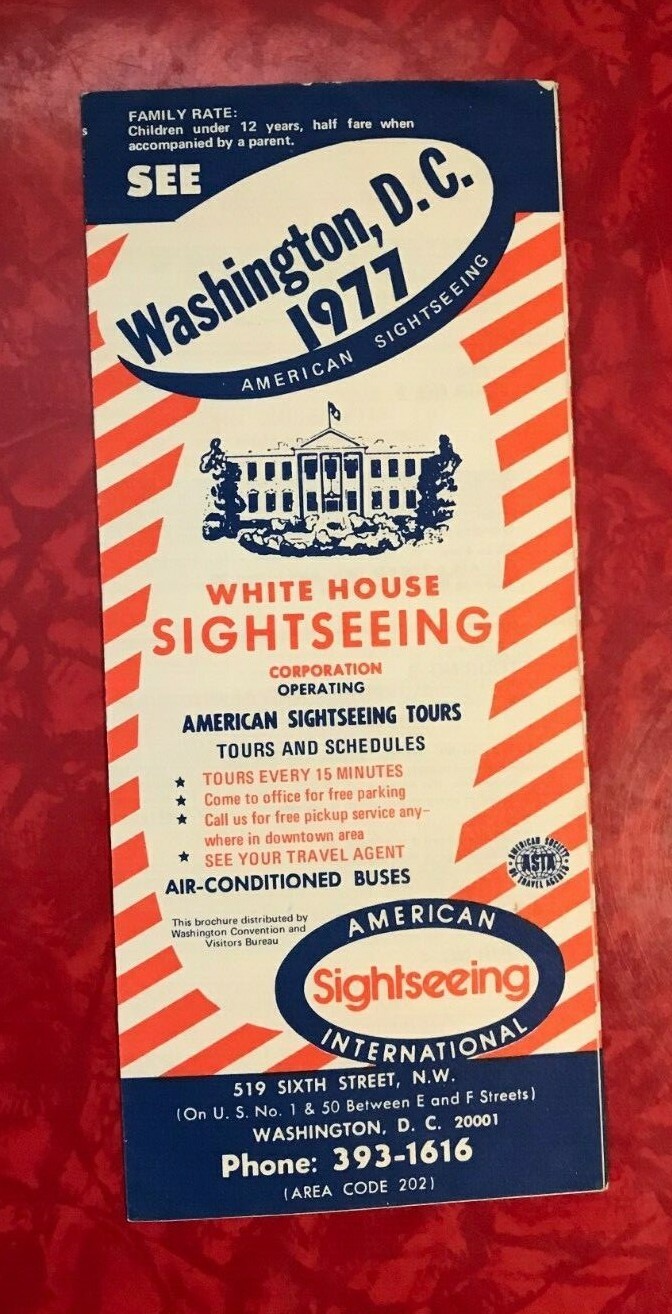 WASHINGTON D.C. SIGHTSEEING TOUR 8-PAGE GUIDE & MAP 1977