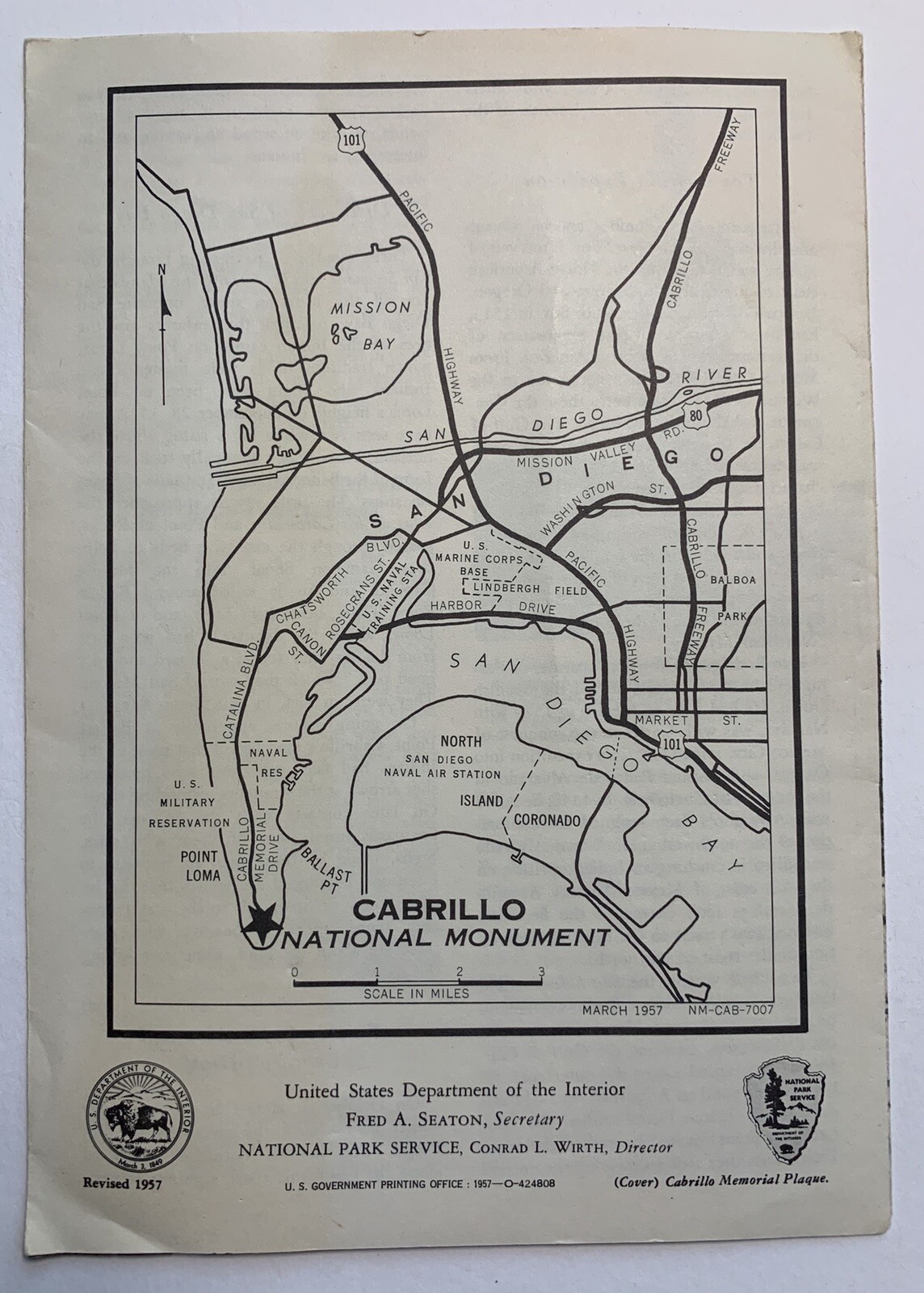 Vintage TOURIST GUIDES: 1957 Cabrillo National Monument – San Diego, California