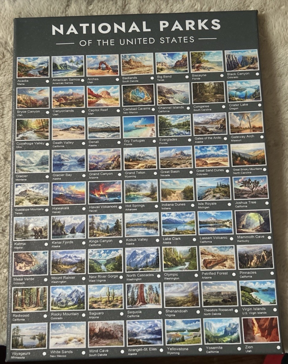 63 US National Parks Explorers Guide Poster Canvas Wall Art Bucket List Roadtrip