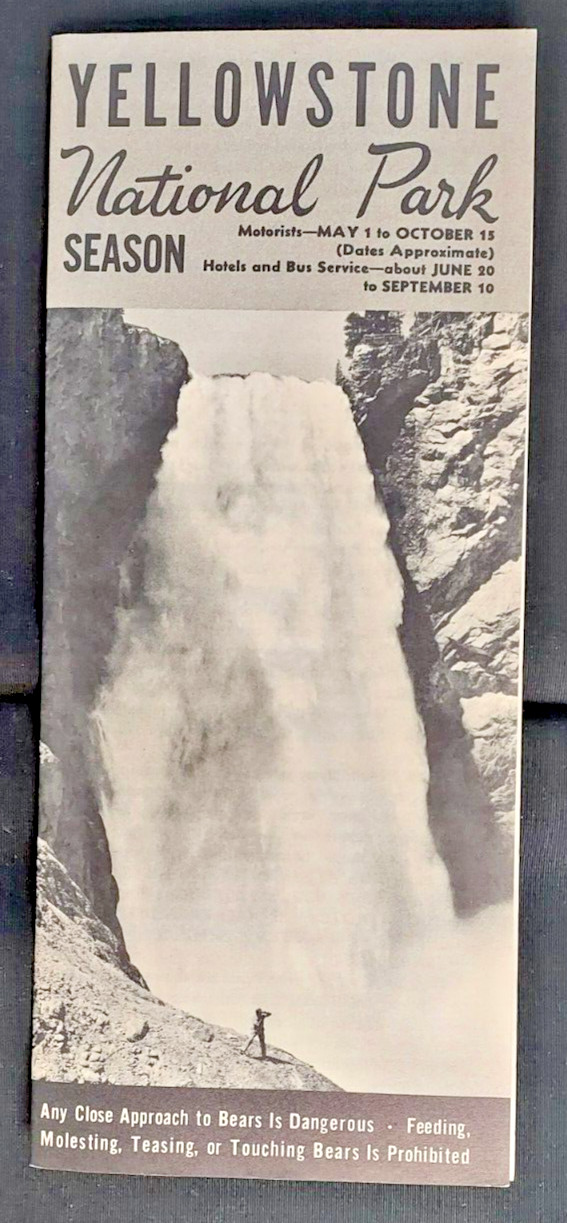 1949 Tourist Brochure Yellowstone National Park Map Falls Geysers Roads Trails