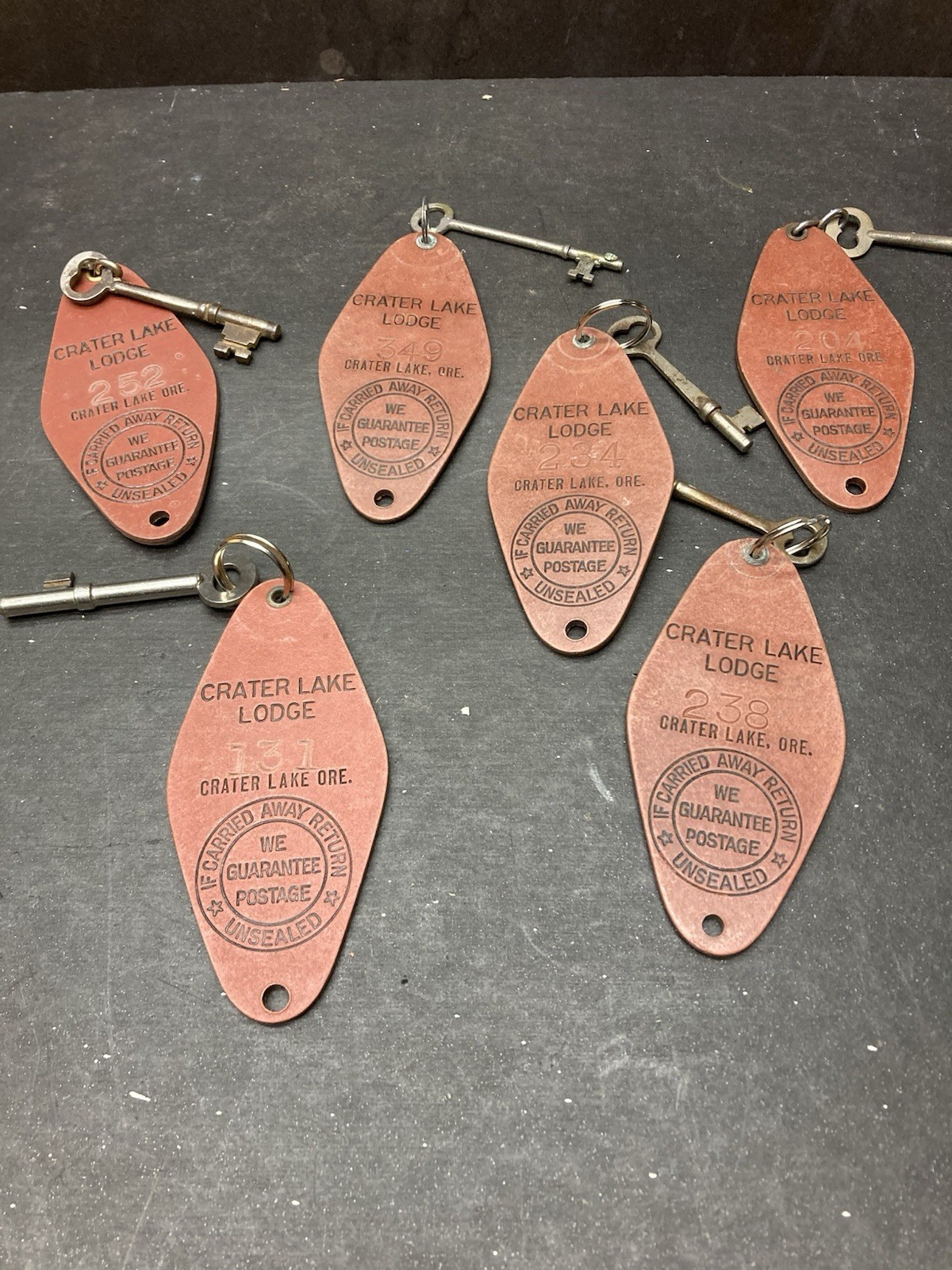 Vintage Leather Crater Lake Lodge Room Keytags REDUCED 20%