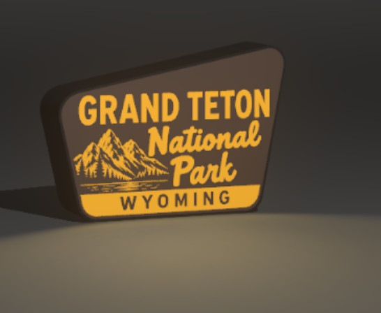 Grand Teton National Park Wyoming Sign 3D Printed LED Sign Decor MCM