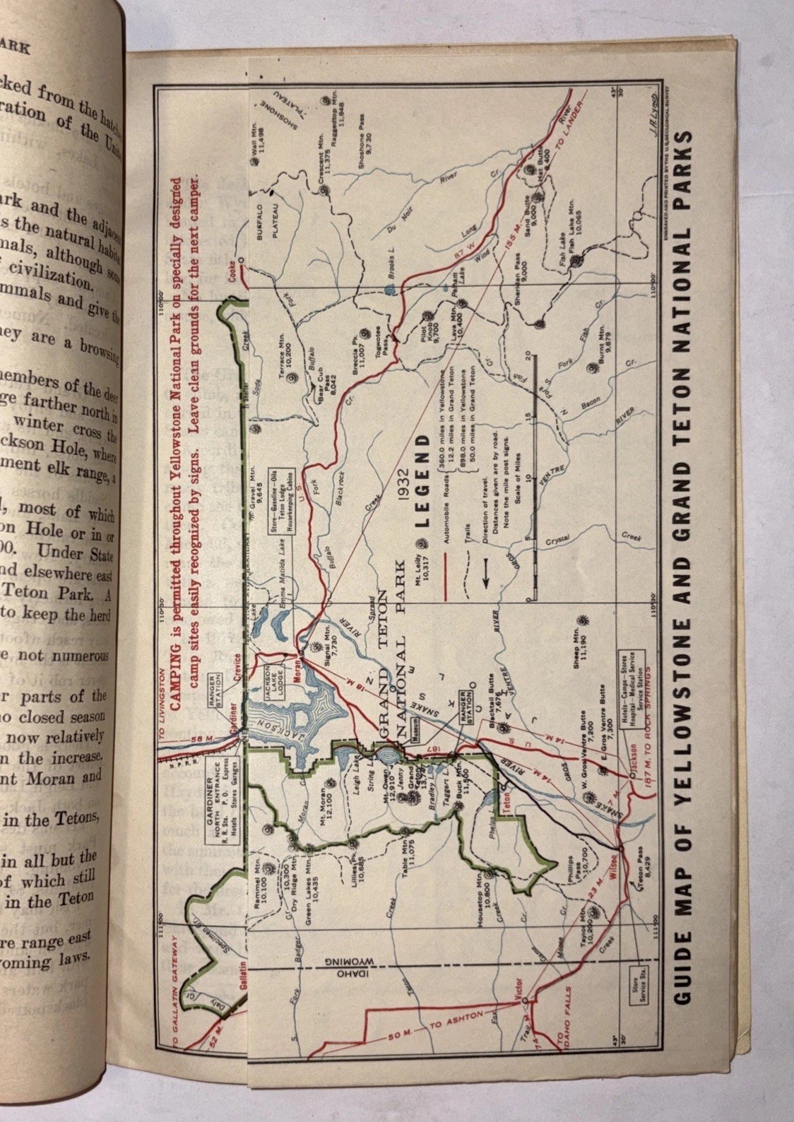 Grand Teton National Park Wyoming 1932 June To Sept Season Pamphlet Brochure