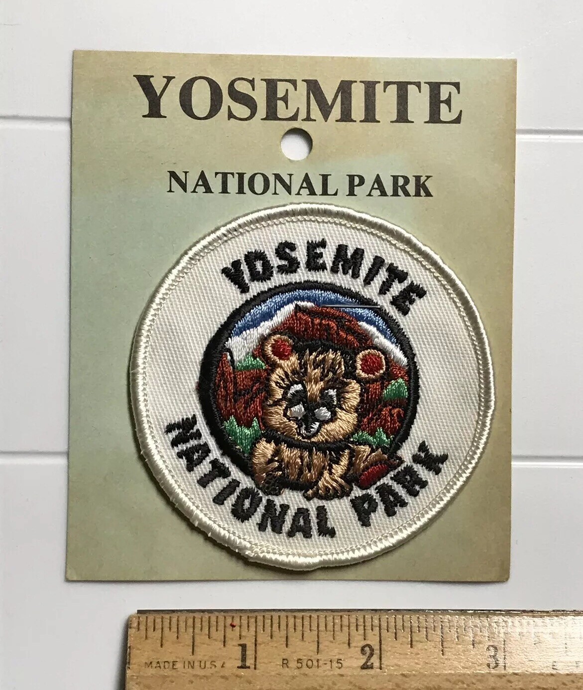 NIP Yosemite National Park CA Bear Animal Cub Logo Round Embroidered Patch Badge