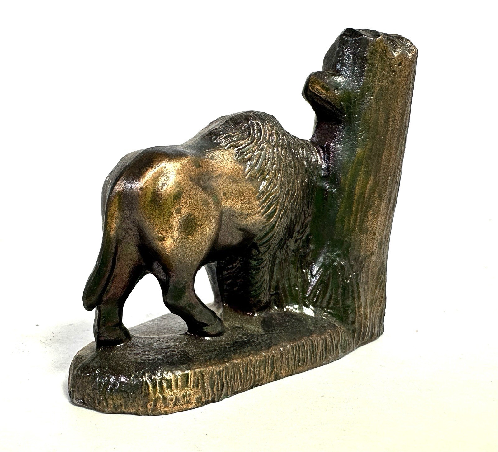 Vintage Yellowstone Park Brass Buffalo Thermometer Travel Souvenir Figurine