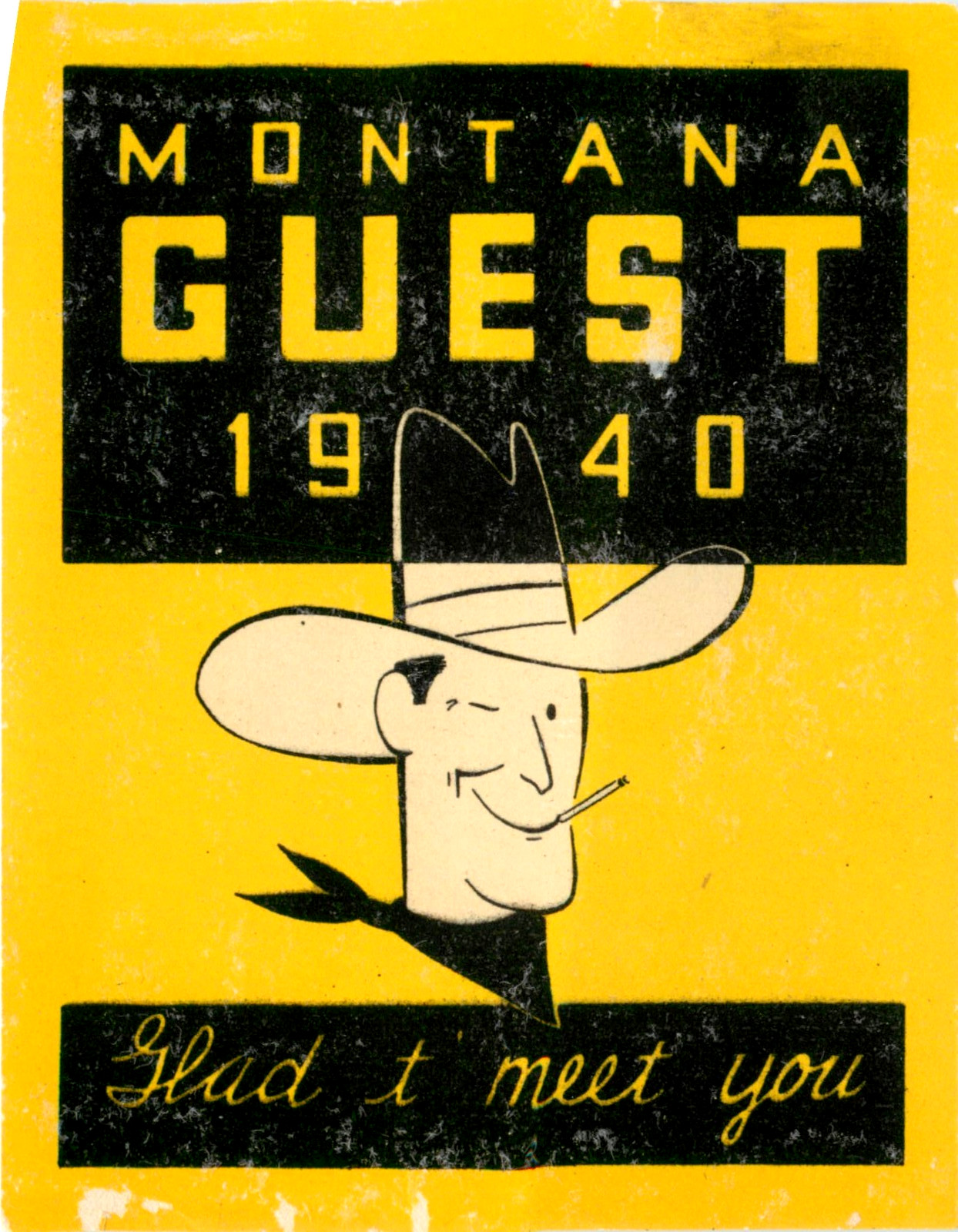 MONTANA HIGHWAY DEPT. ~YELLOWSTONE & GLACIER NATIONAL PARK~ Luggage Label, 1940