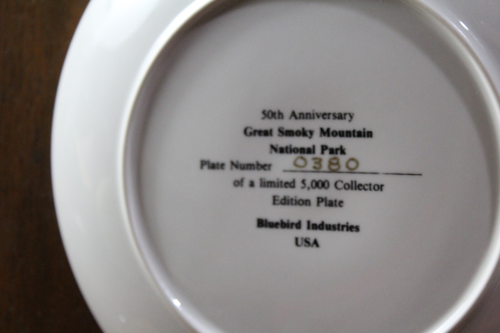 50 Years 1934-1984 Great Smoky Mountains National Park Souvenir Numbered Plate