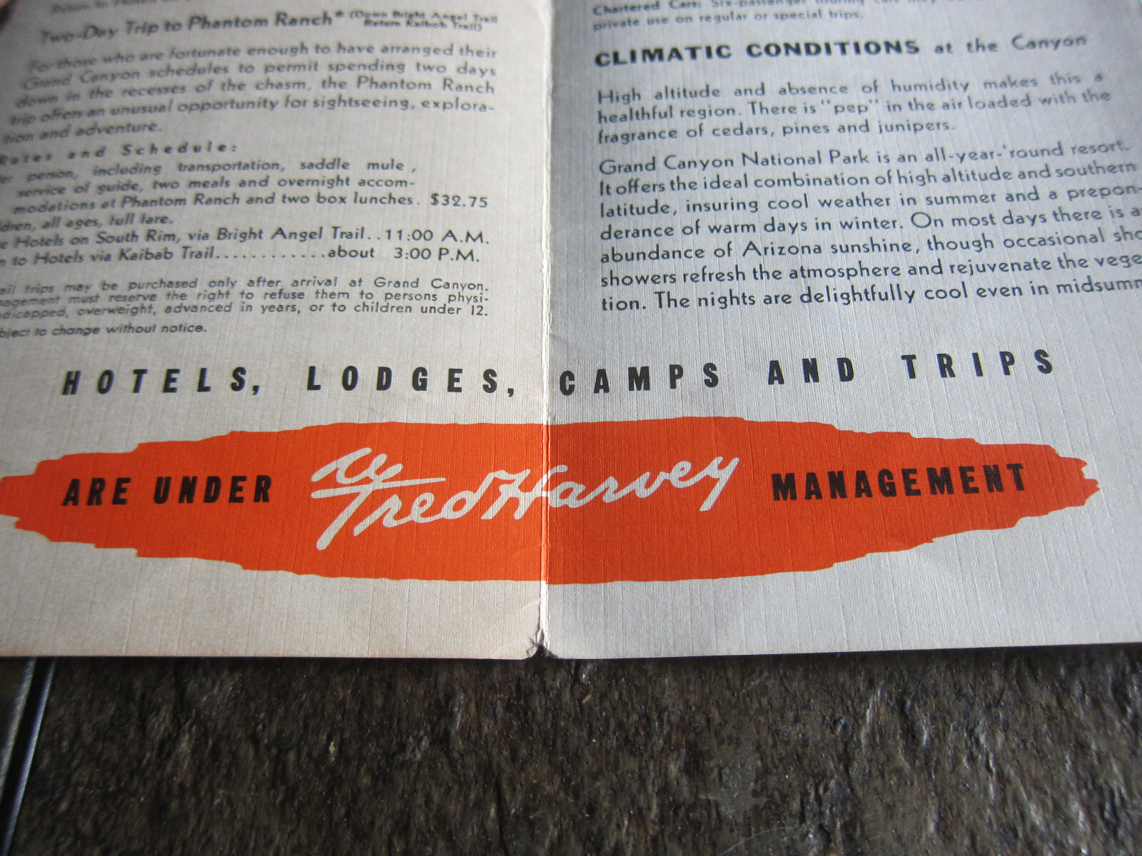 Vintage Brochure GRAND CANYON National Park Arizona Fred Harvey
