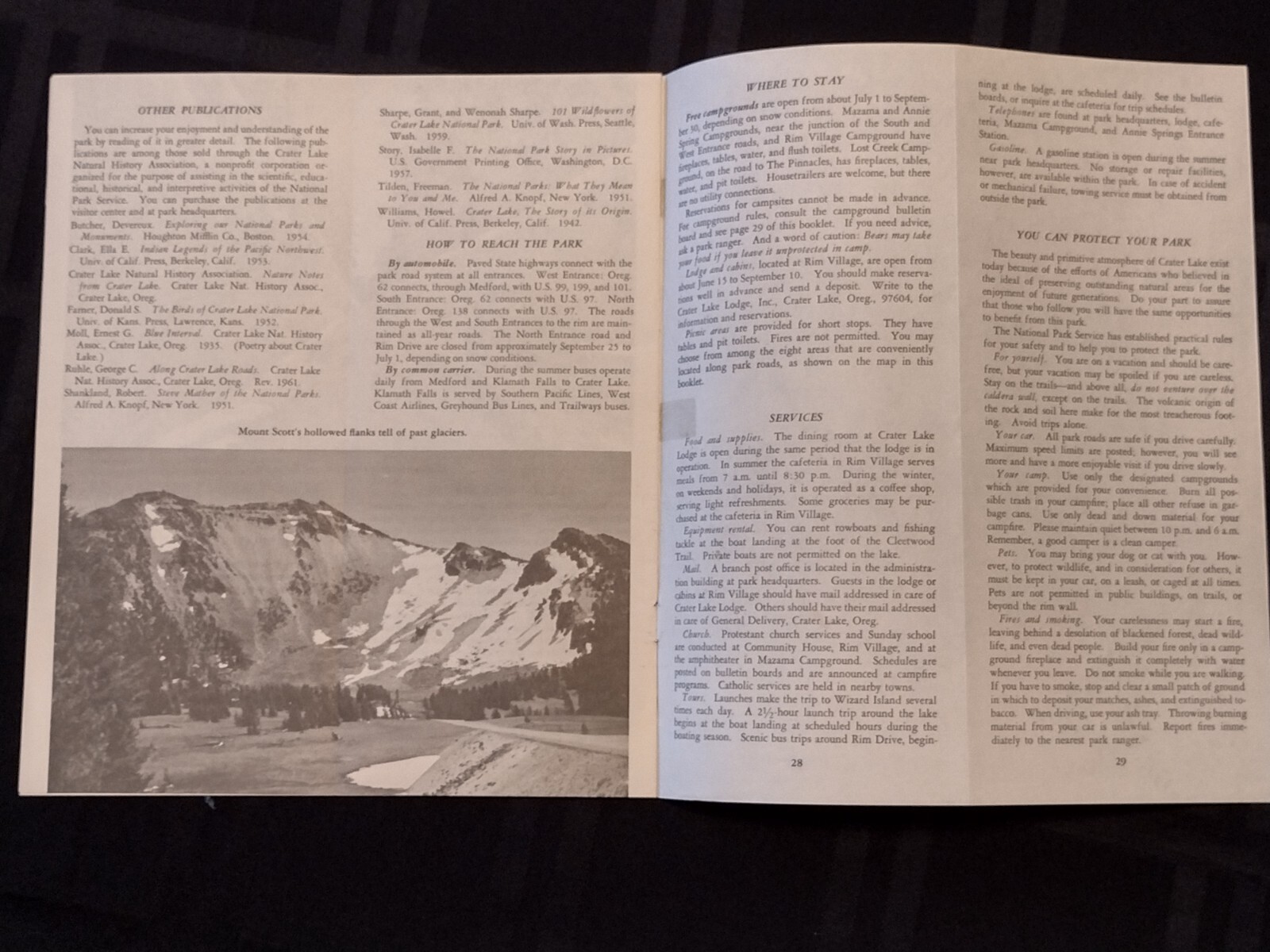 Vintage Crater Lake Oregon National Park Booklet / Map, 1919-1966 NPS Stamped
