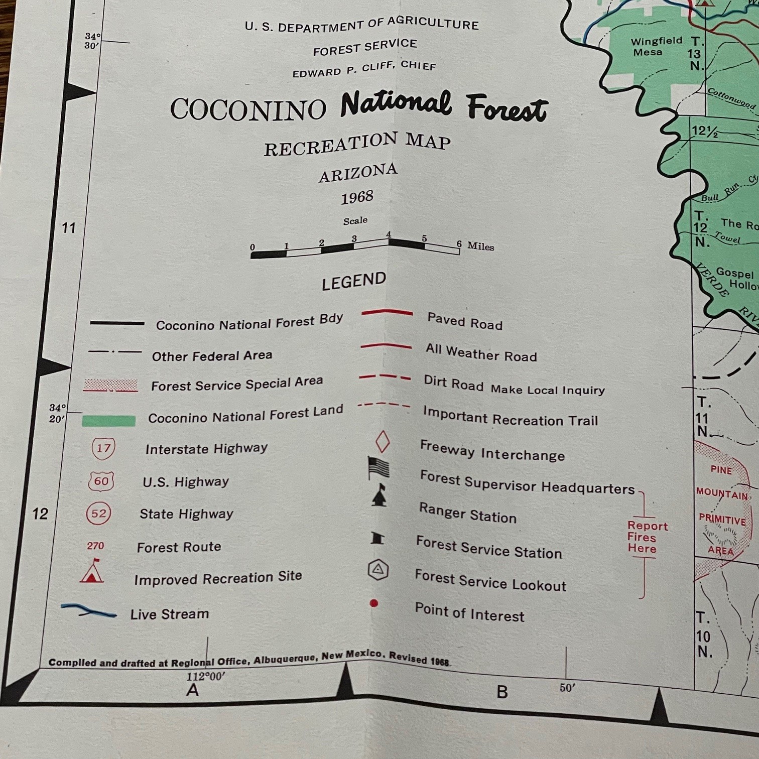 VTG 1968 Coconino National Forest Arizona Map US Dept of Agriculture – Excellent
