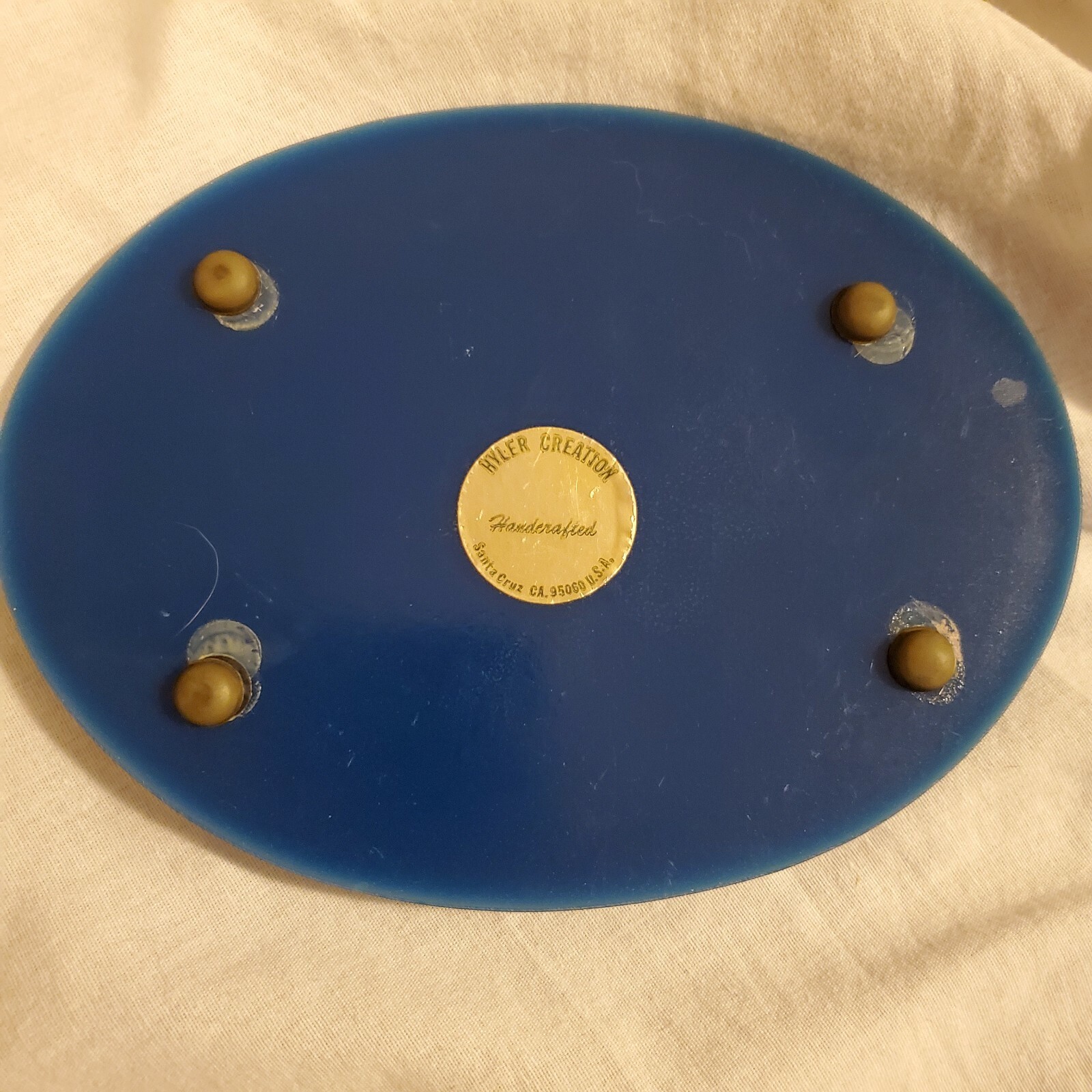 Vintage ’75 Cent Coins in Lucite Trivet Yellowstone Nat.Park Souvenir 7.25×5.5″