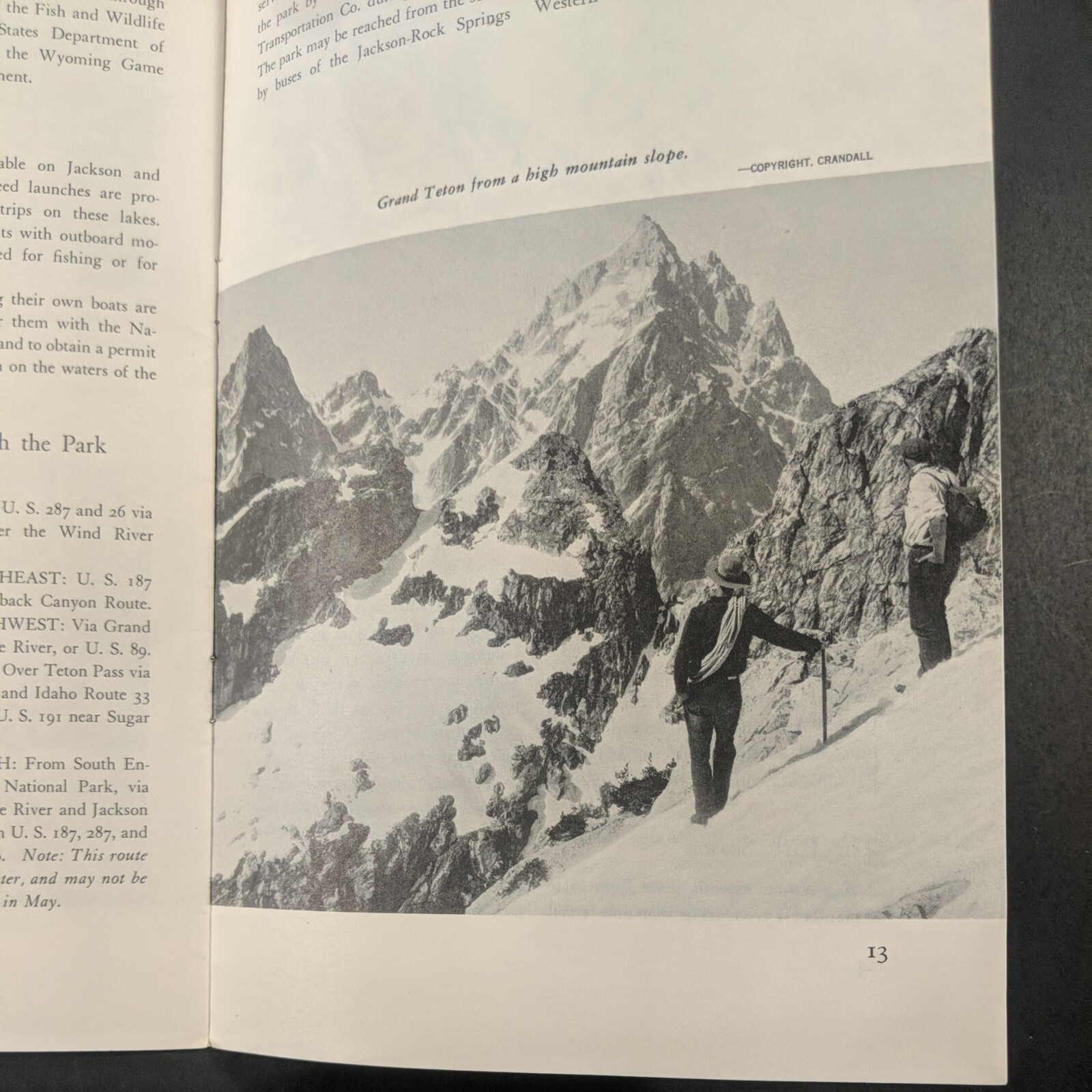 Vintage 1955 Grand Teton National Park Brochure Pamphlet Map Guide Info booklet
