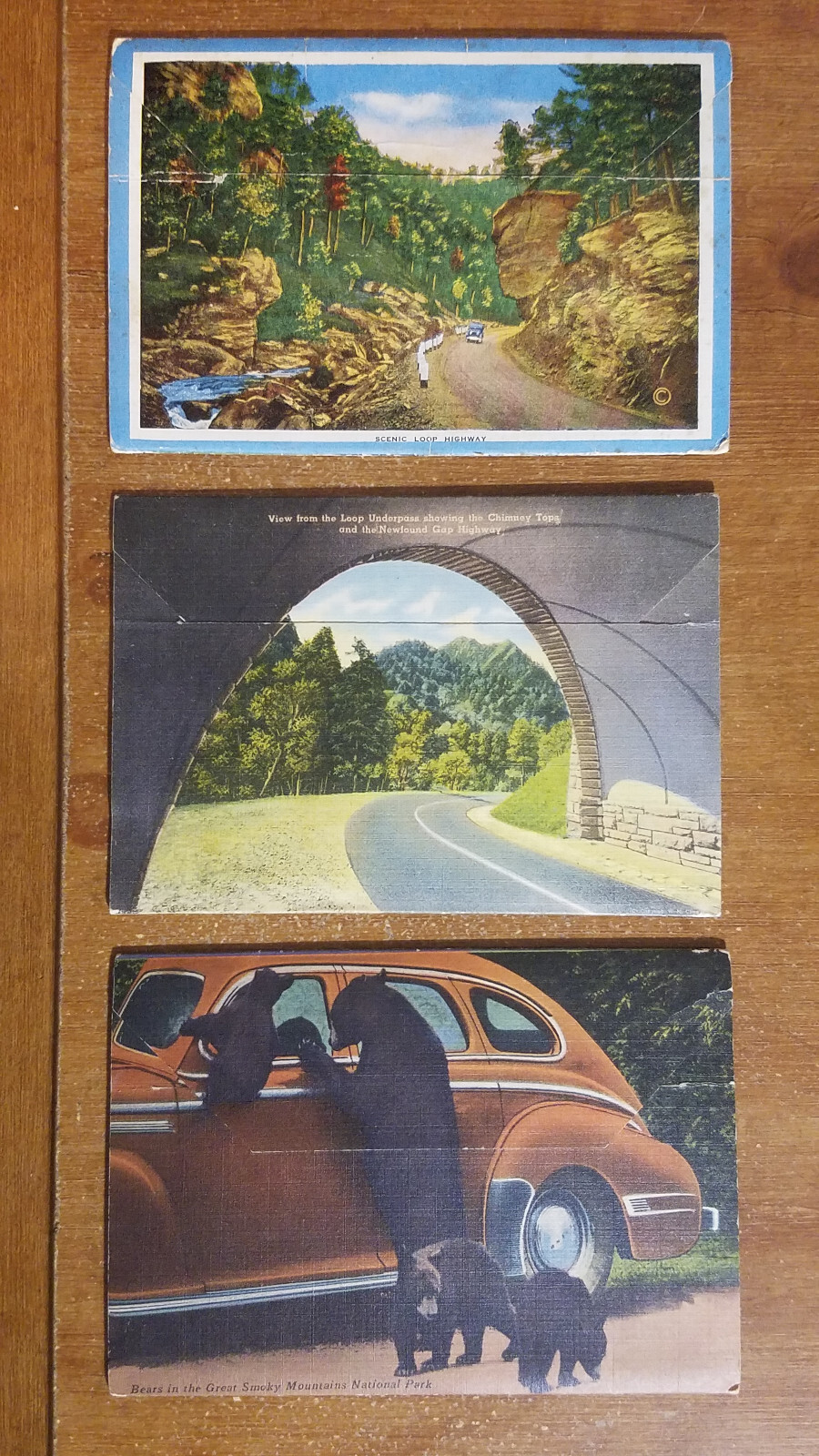 3 Vintage Great Smoky Mountains Foldout Postcards