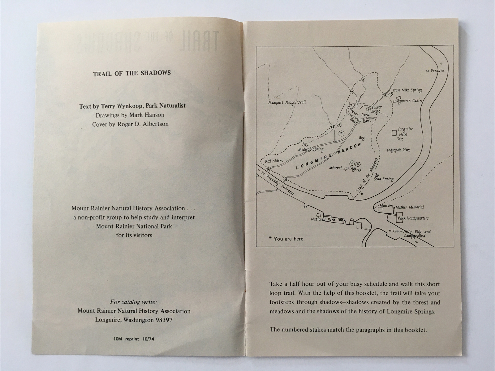 Vtg Mount Rainier National Park Trail of the Shadows Trail Washington Guide. Z