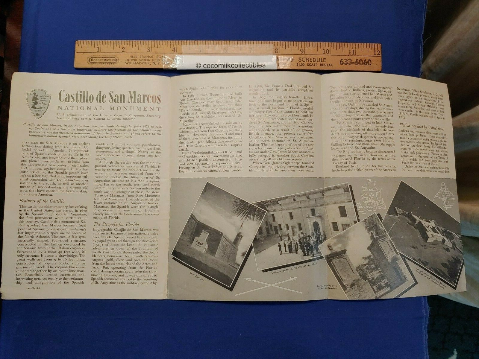 1952 Castillo de San Marcos National Monument Fl Brochure National Park Service