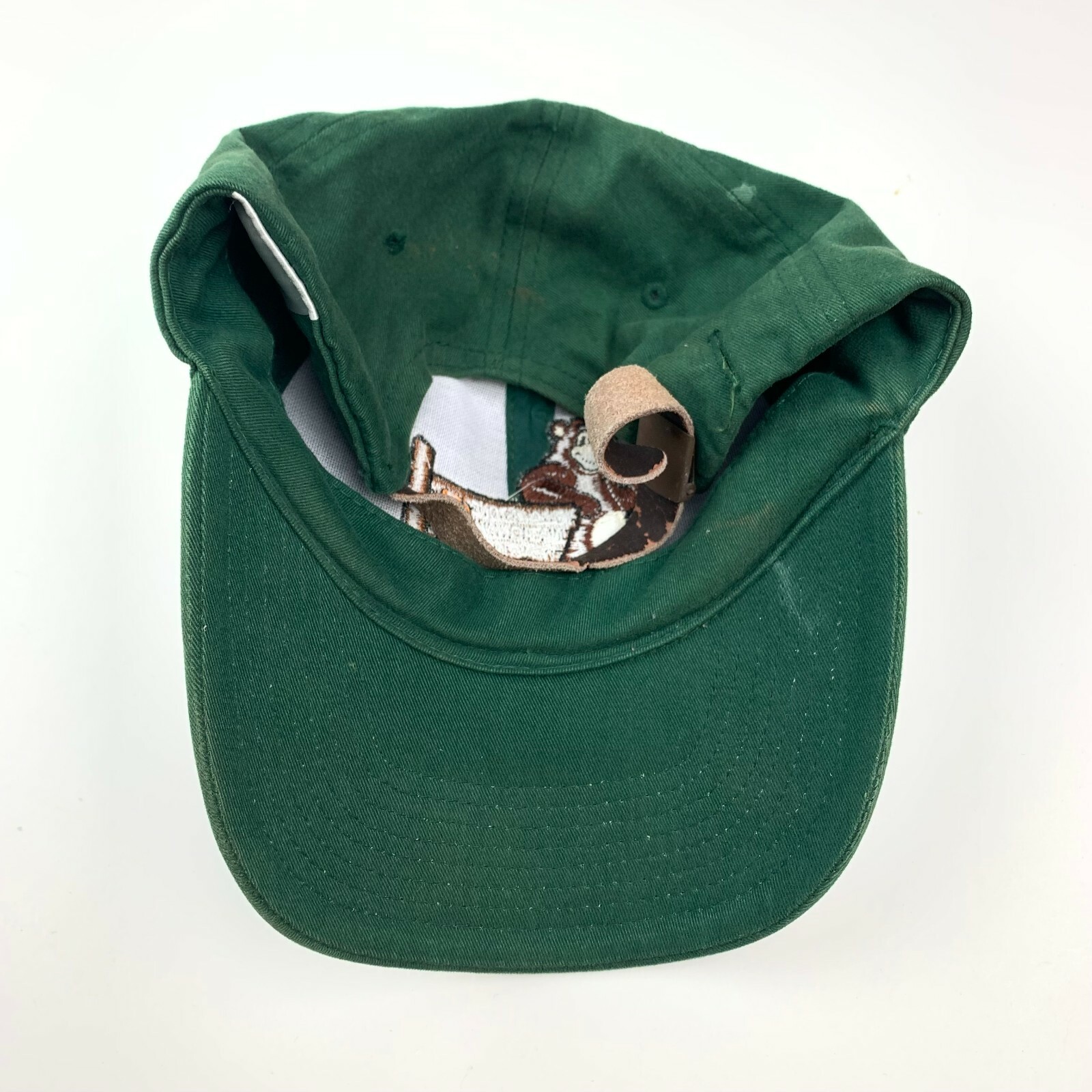 VINTAGE Yellowstone National Park Bear Baseball Hat Cap Green Strapback Leather