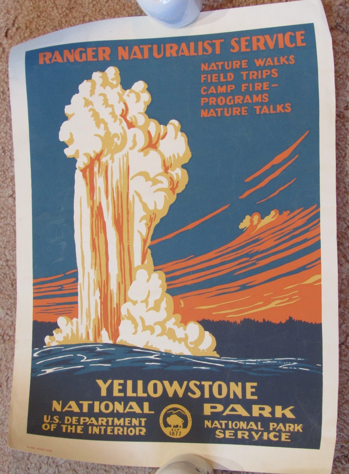 Yellowstone National Park poster Ranger Naturalist 1995 Leen