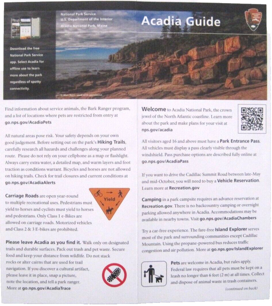 Acadia National Park Maine Park Service Guide Unigrid Brochure Map