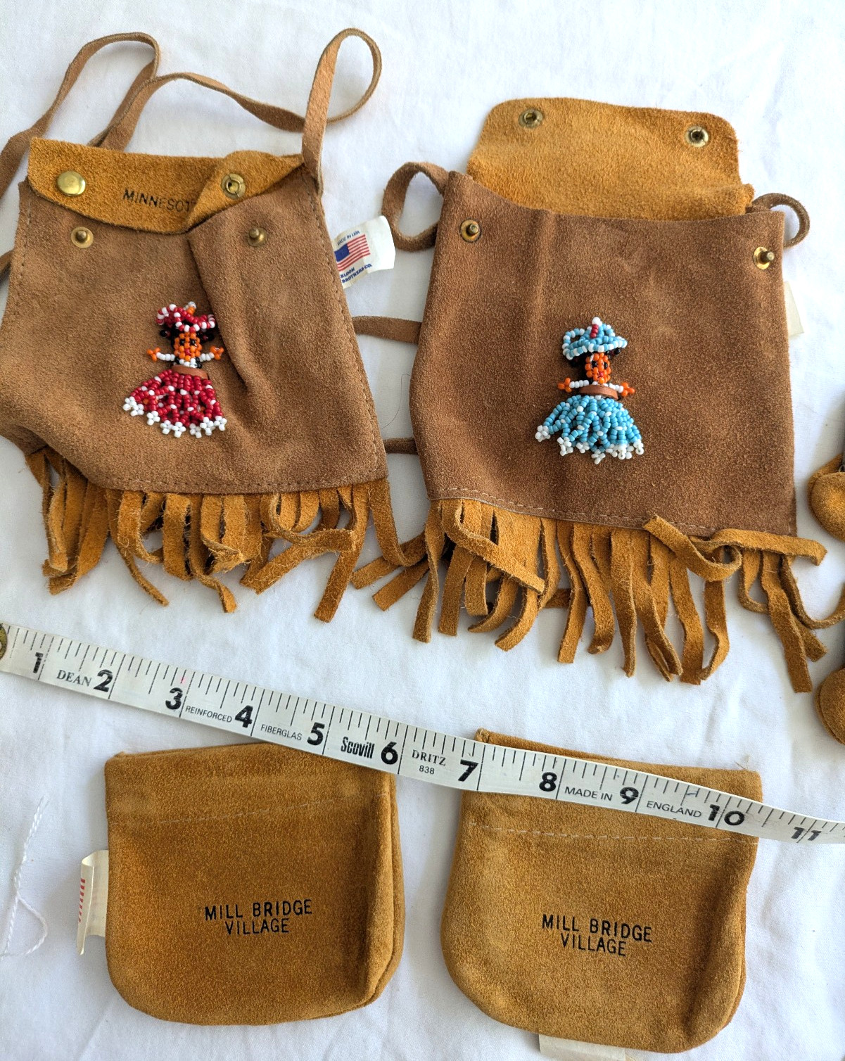 (21) Vintage Tawas Bay ++ Suede Leather Coin Purse Pouch Bloom Brothers USA