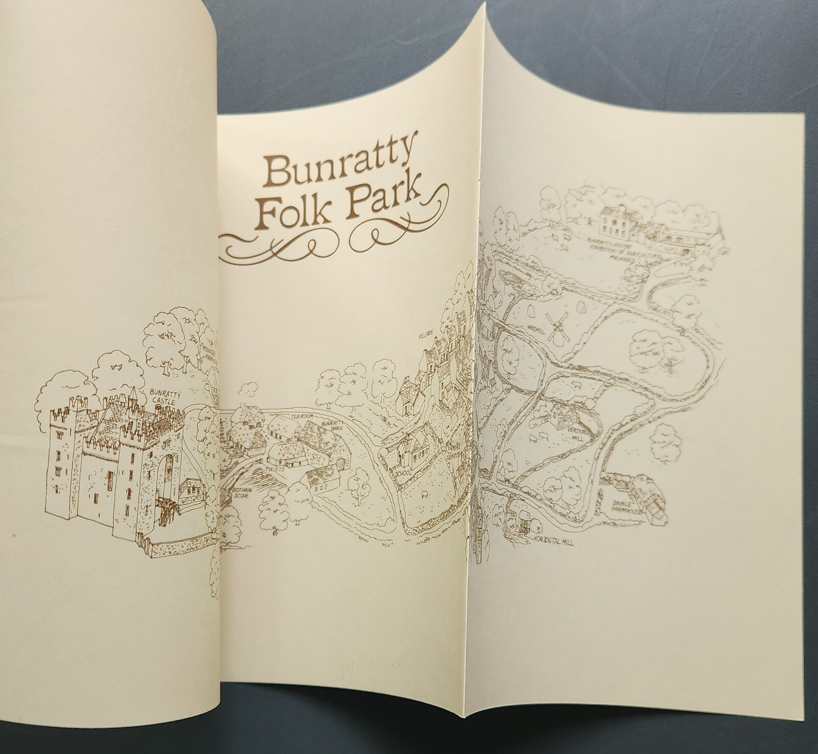 Vintage Bunratty Folk Park Tourist Guide Booklet Ireland Historical Fold Out Map