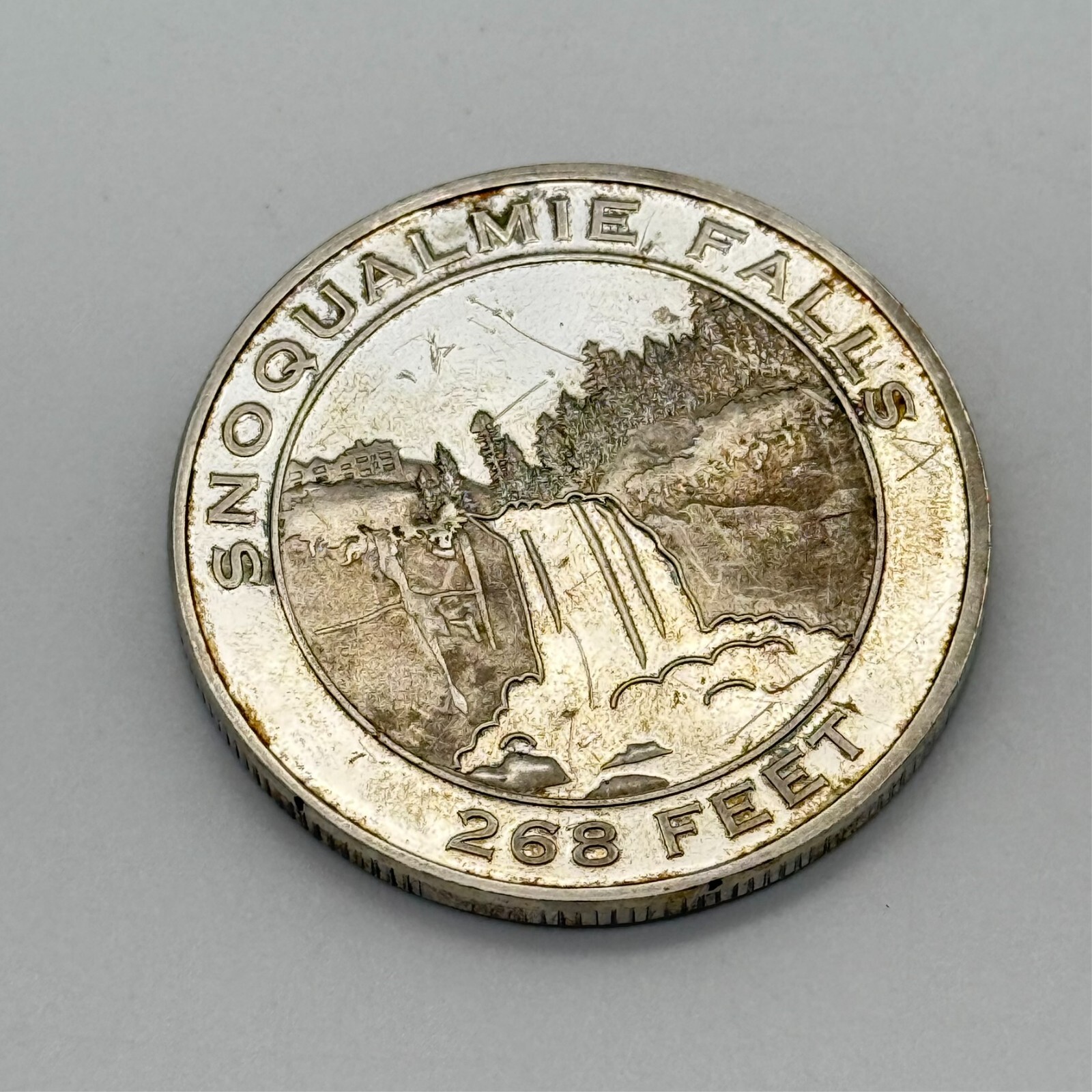 Rare Snoqualmie Falls Silver Tone 40mm Token, Salish Lodge Washington State
