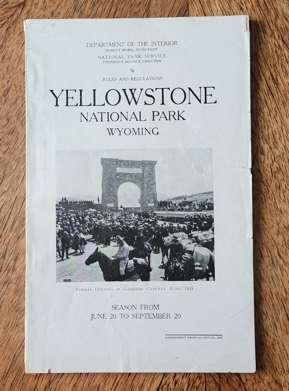 Antique 1925 Yellowstone National Park Rules Regulations Department of Interior
