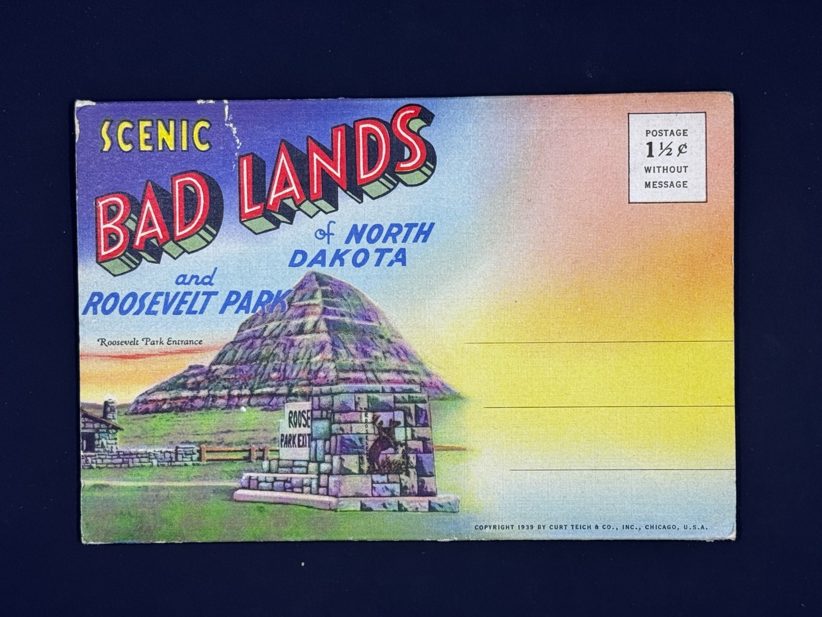 Vintage Souvenir Folder of Bad Lands National Park North Dakota South Dakota