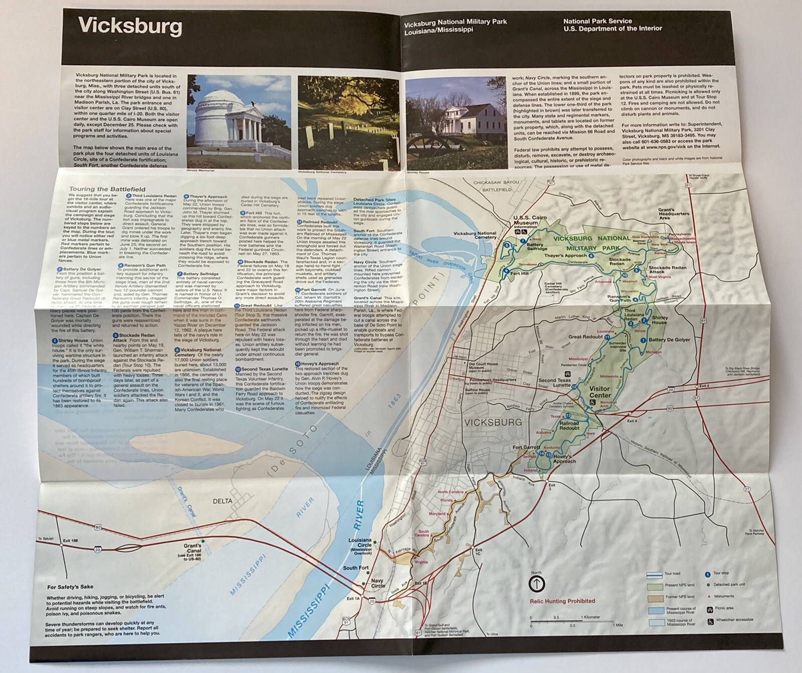 Vicksburg Official Map And Guide Vicksburg National Military Park Fold Brochure